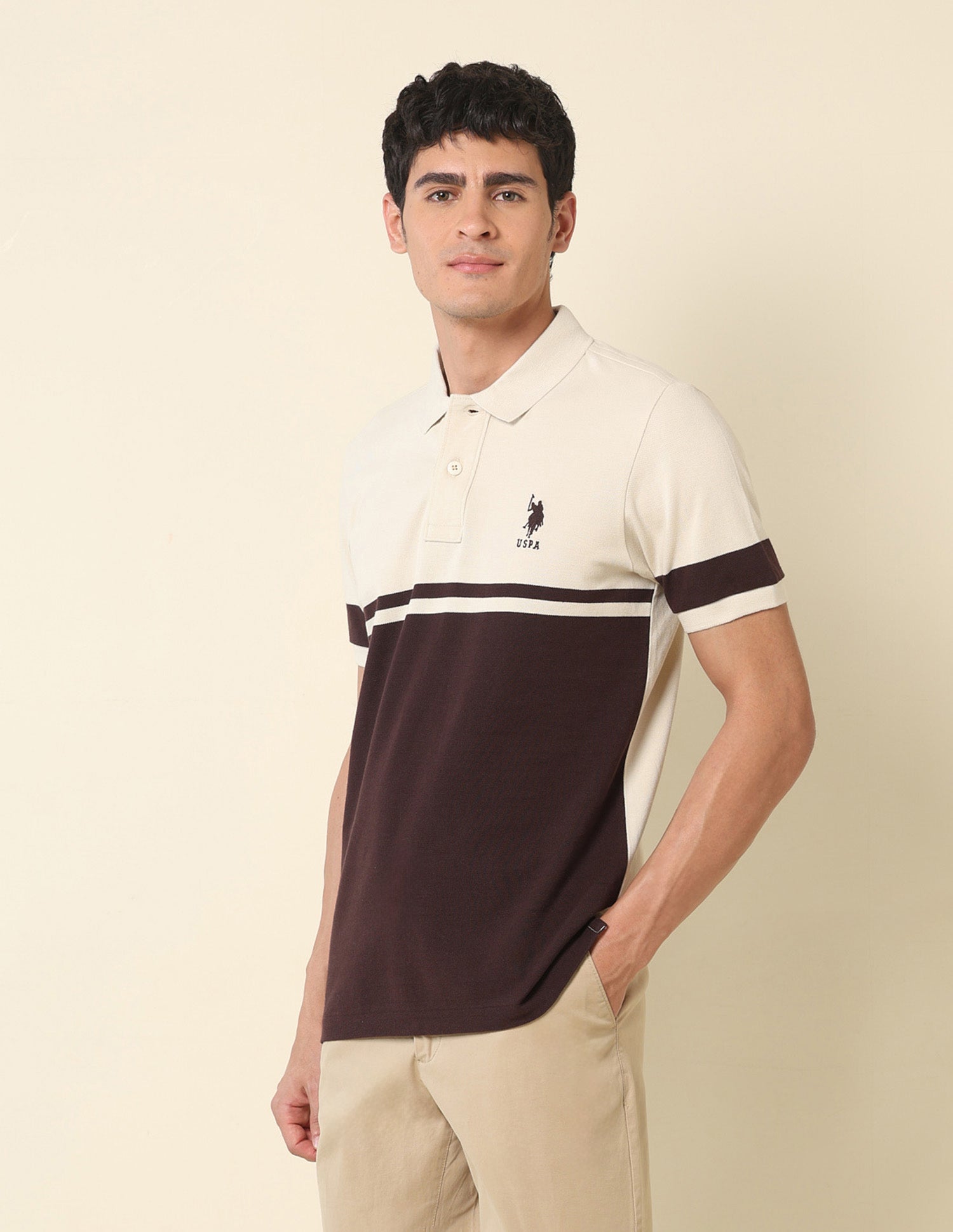 Colourblocked Classic Polo Shirt Off White - U.S. POLO ASSN. | Large