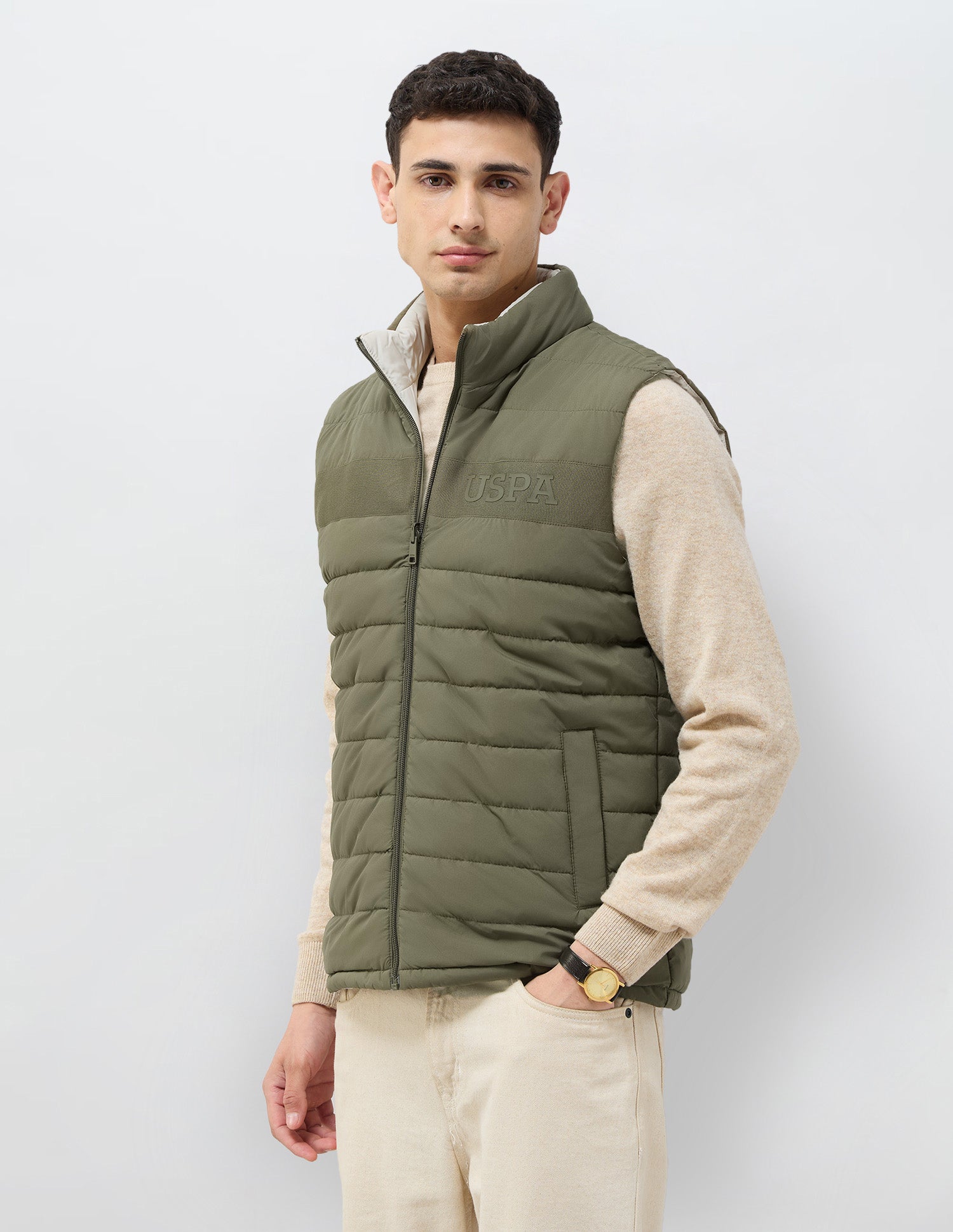Solid Regular Fit Reversible Jacket Olive - U.S. POLO ASSN. | Large