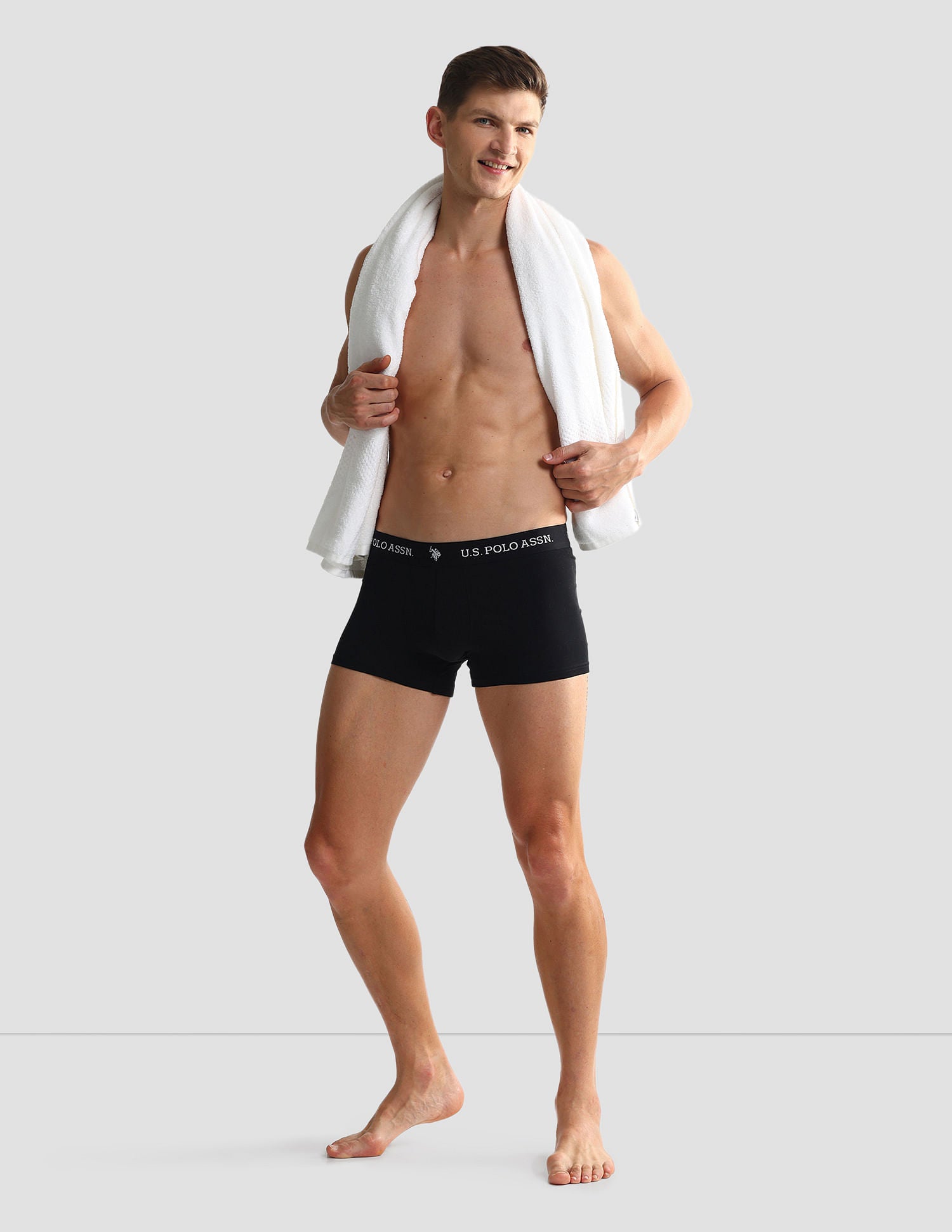 Elastic Waistband Ribbed Solid OET10 Trunks - Pack Of 2 Camo Black and Black - U.S. POLO ASSN. | Large