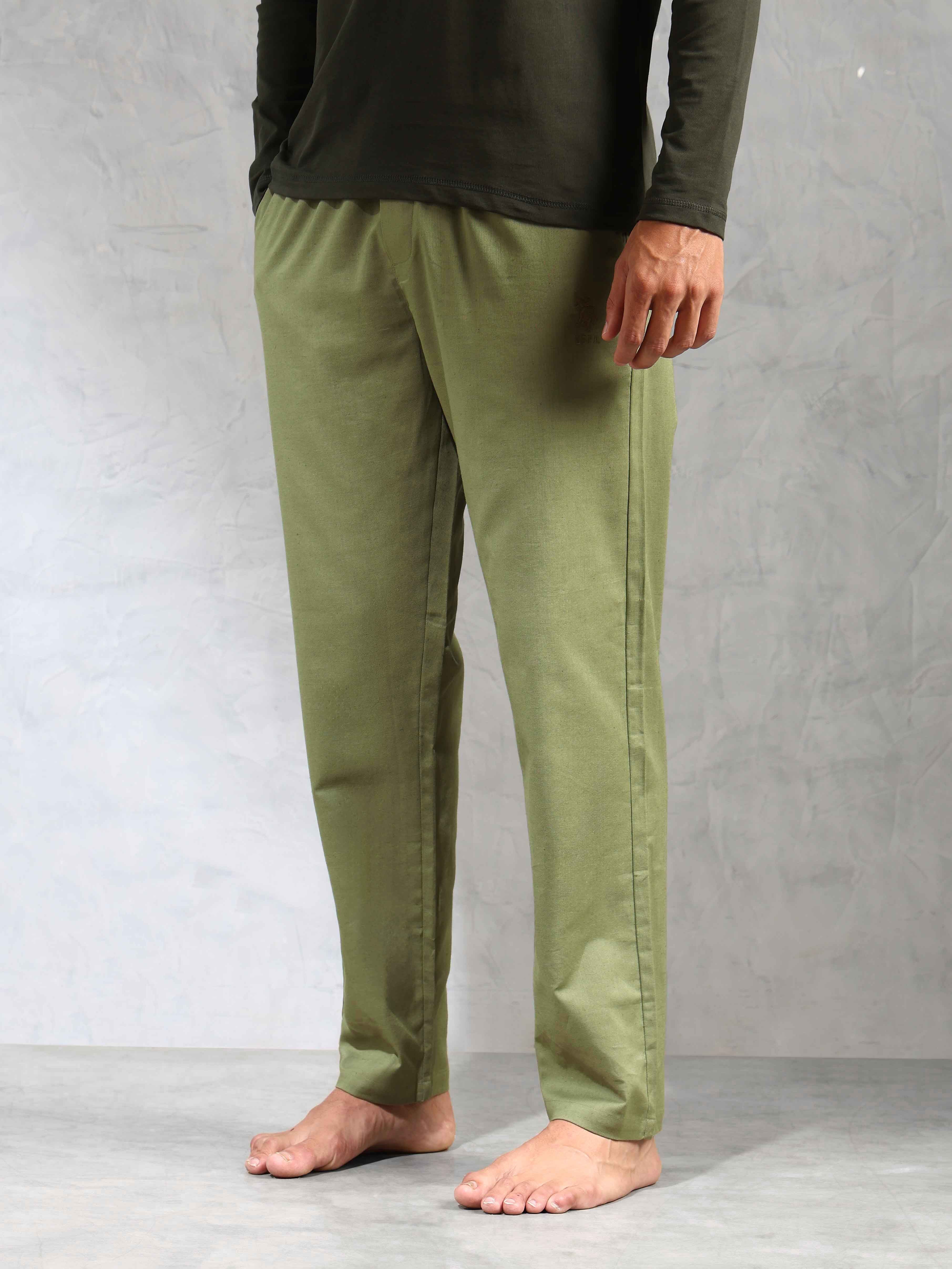 Relaxed Fit Cotton Linen OELP8 Lounge Pants - Pack Of 1 Sage - U.S. POLO ASSN. | Large