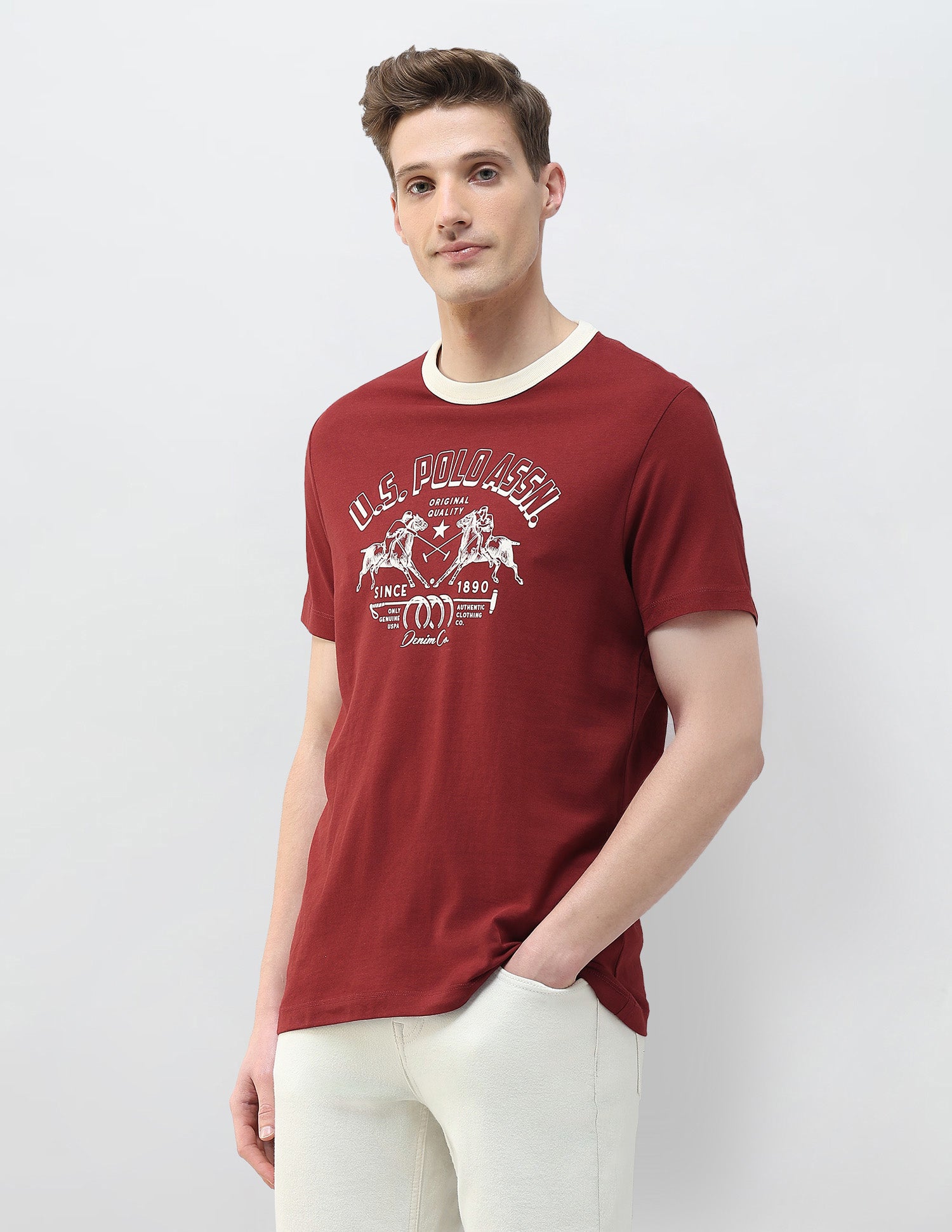Motel On The Coast Muscle Fit T-Shirt Red - U.S. Polo Assn. India | Large
