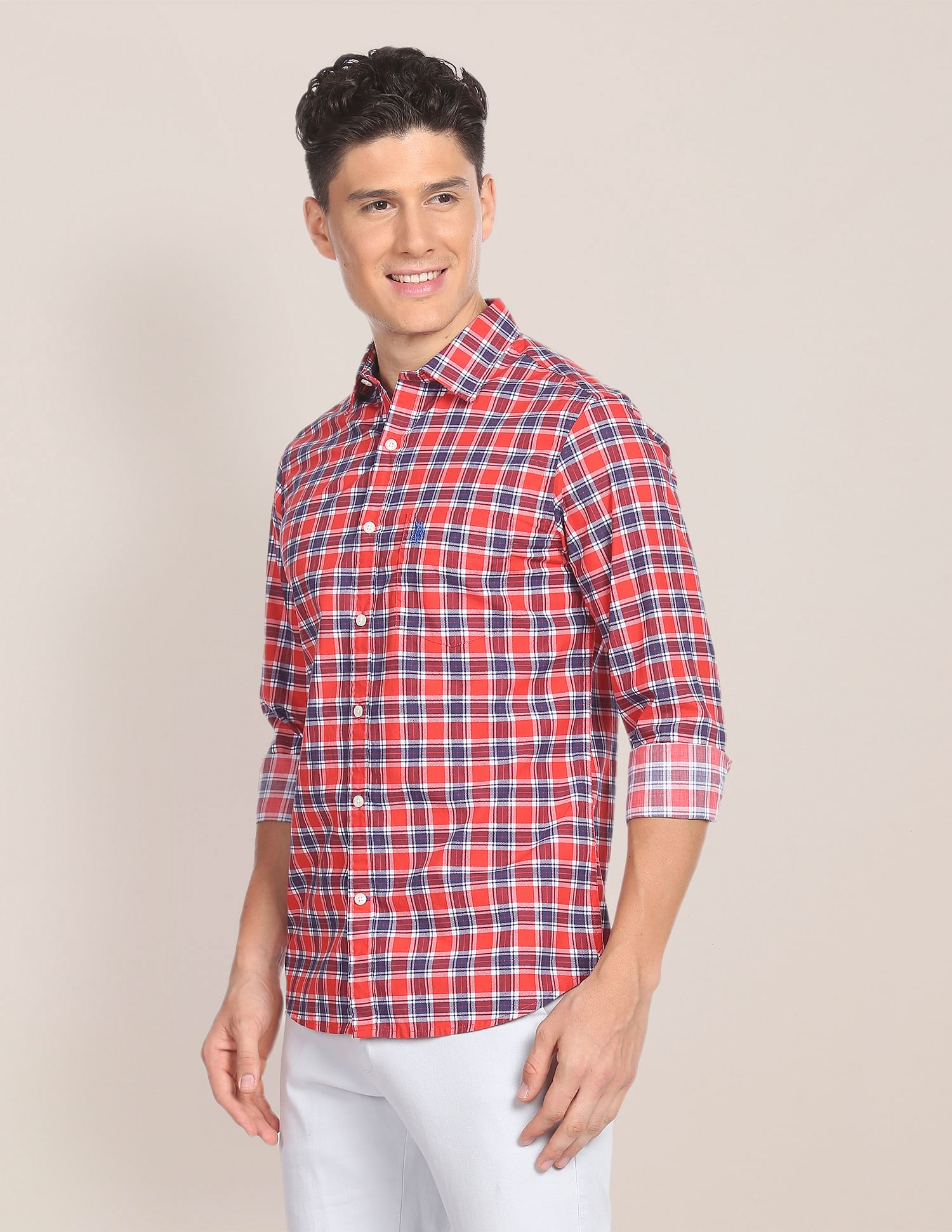 Tartan Twill Tailored Shirt Red - U.S. POLO ASSN. | Large