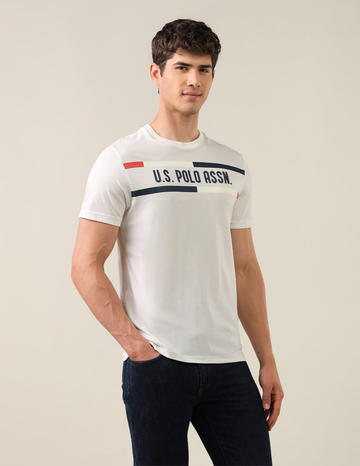 Brand Printed Regular Fit T-Shirt White - U.S. Polo Assn. India | Large