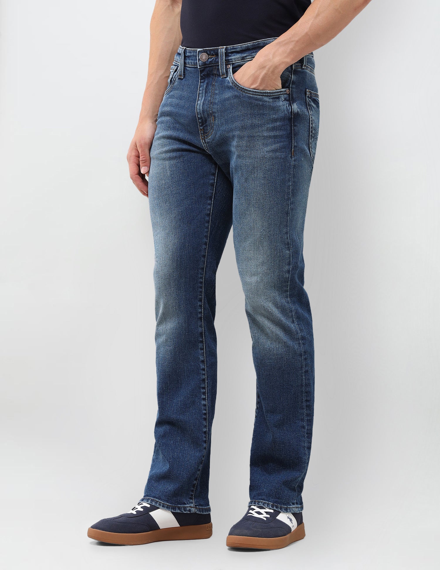 Harold Slim Straight Fit Blue Jeans Dark Blue - U.S. Polo Assn. India | Large