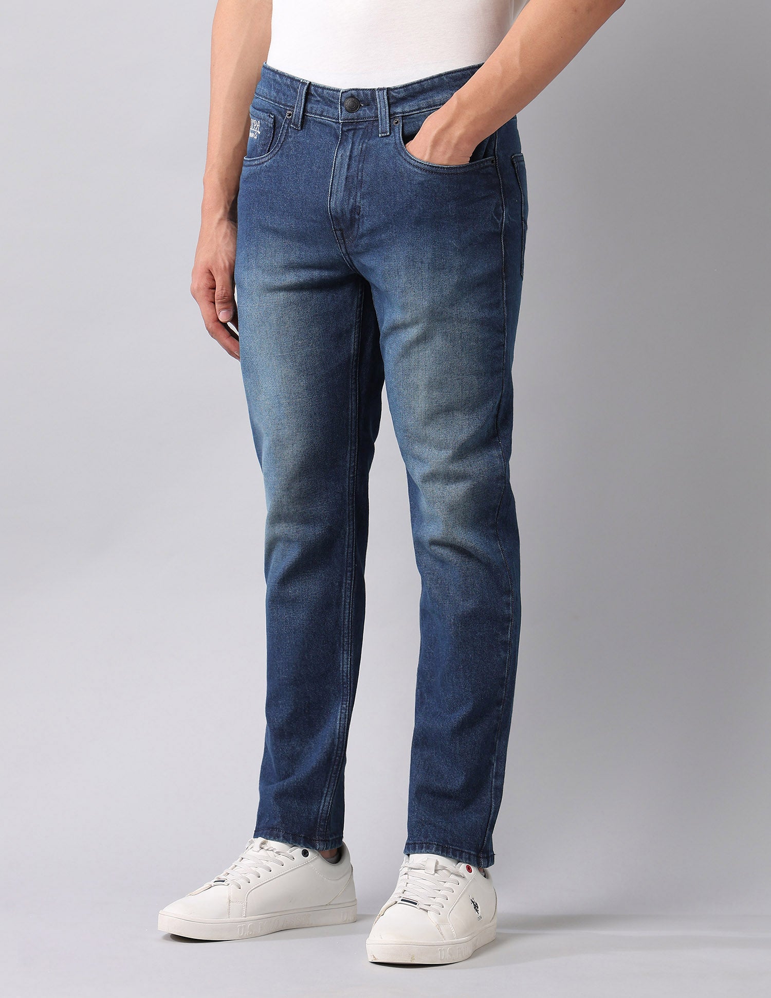Cole Comfort Cropped Fit Blue Jeans Dark Blue - U.S. Polo Assn. India | Large