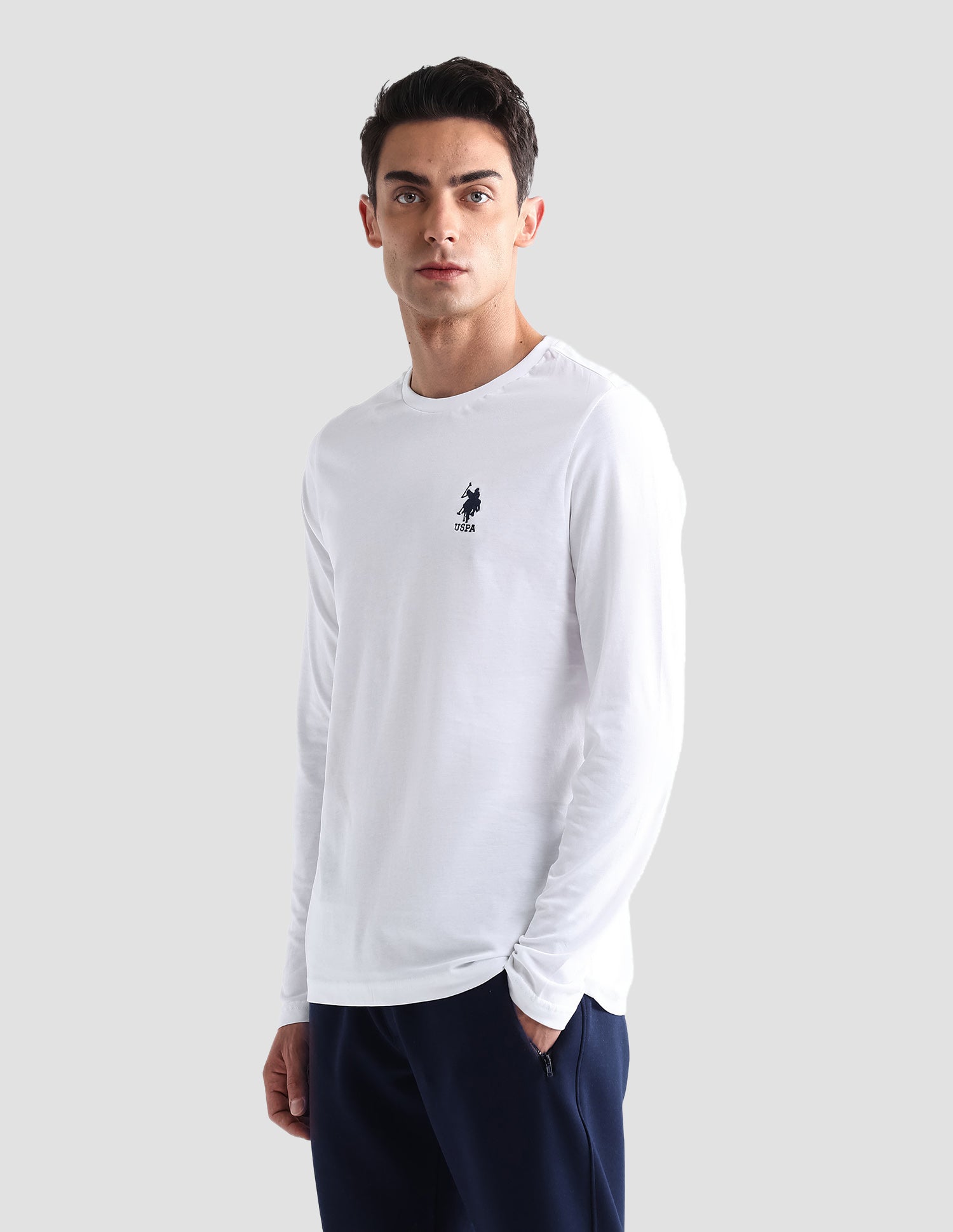 Pure Cotton Long Sleeve I693 Lounge T-Shirt - Pack Of 1 White - U.S. POLO ASSN. | Large