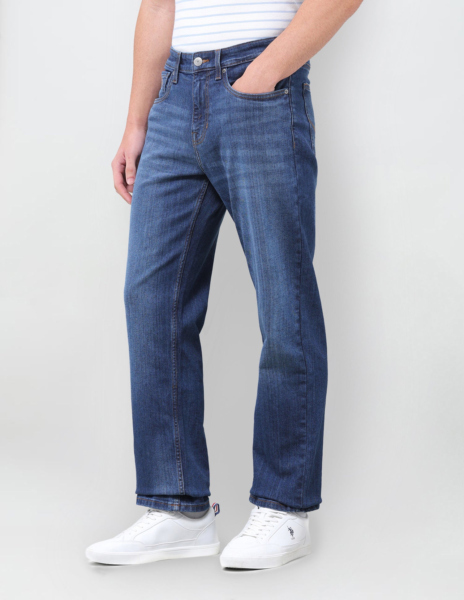 Shawn Relaxed Fit Blue Jeans Mid Blue - U.S. Polo Assn. India | Large