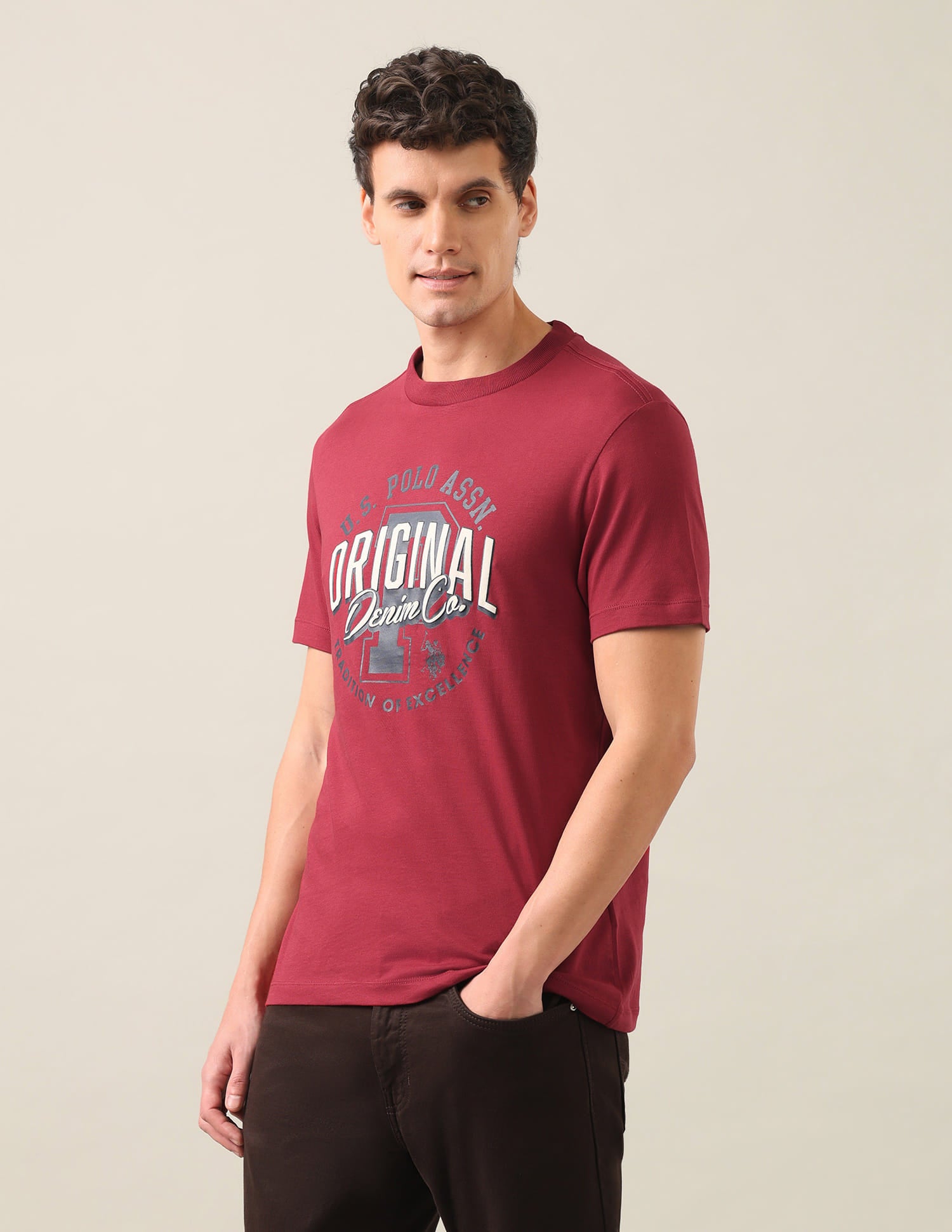 Graphic Printed Regular Fit T-Shirt Red - U.S. Polo Assn. India | Large