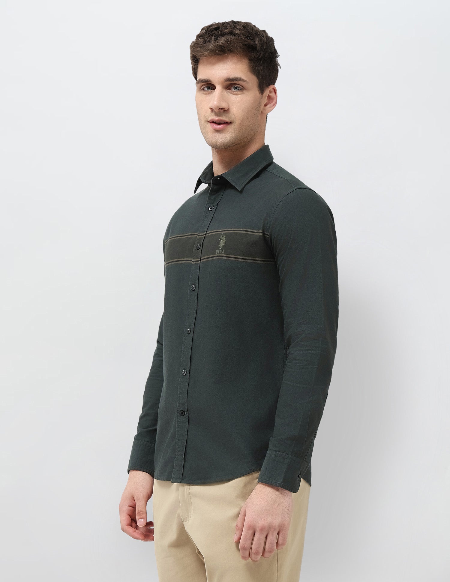 Oxford Tailored Fit Shirt Olive - U.S. POLO ASSN. | Large