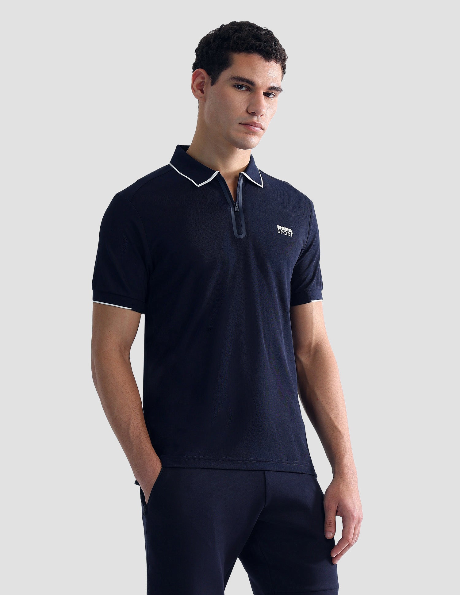 Solid Slim Fit Active Polo Shirt Navy - U.S. POLO ASSN. | Large
