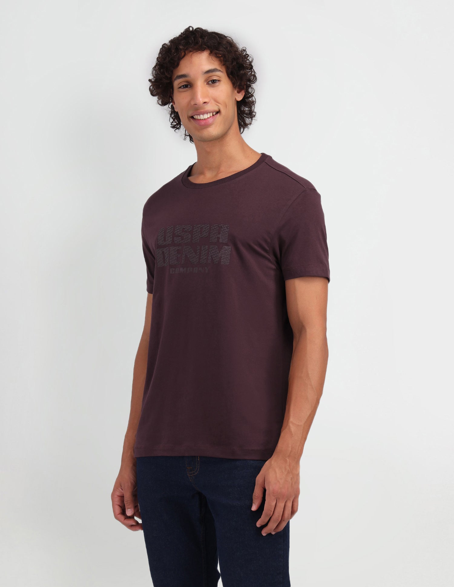 Brand Printed Muscle Fit T-Shirt Wine - U.S. Polo Assn. India | Large