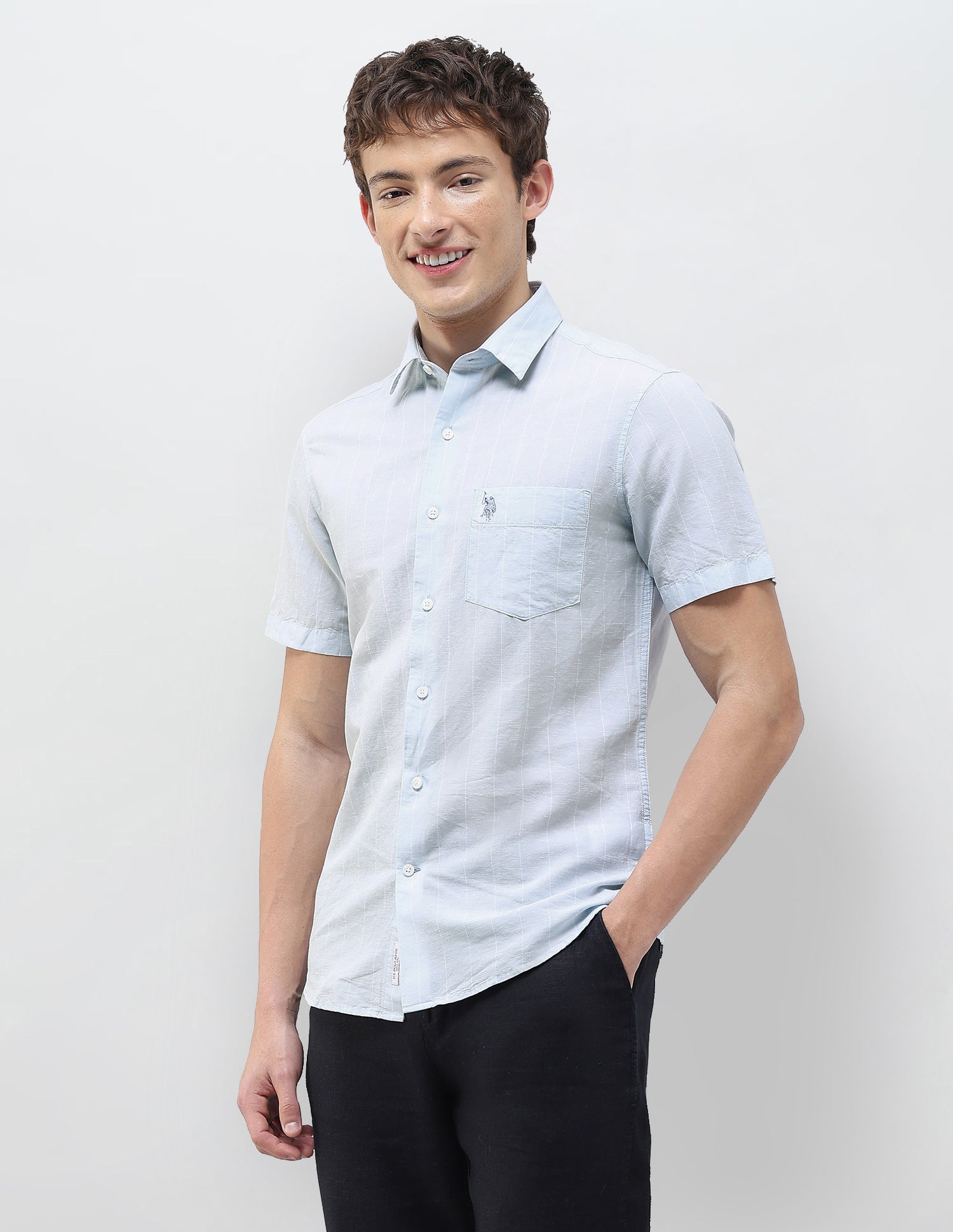 Vertical Striped Regular Fit Shirt Blue - U.S. Polo Assn. India | Large