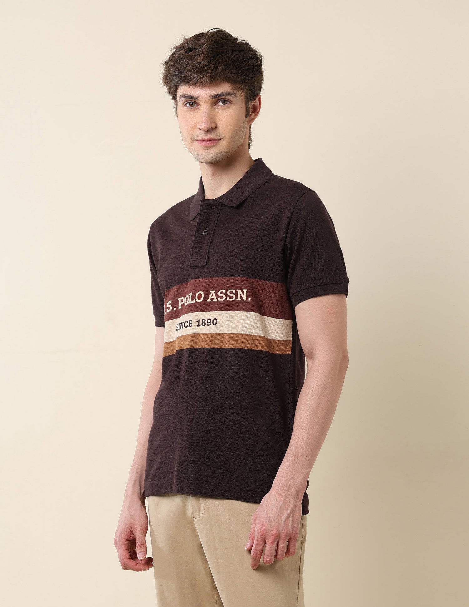 Brand Embroidered Classic Polo Shirt Dark Brown - U.S. Polo Assn. India | Large