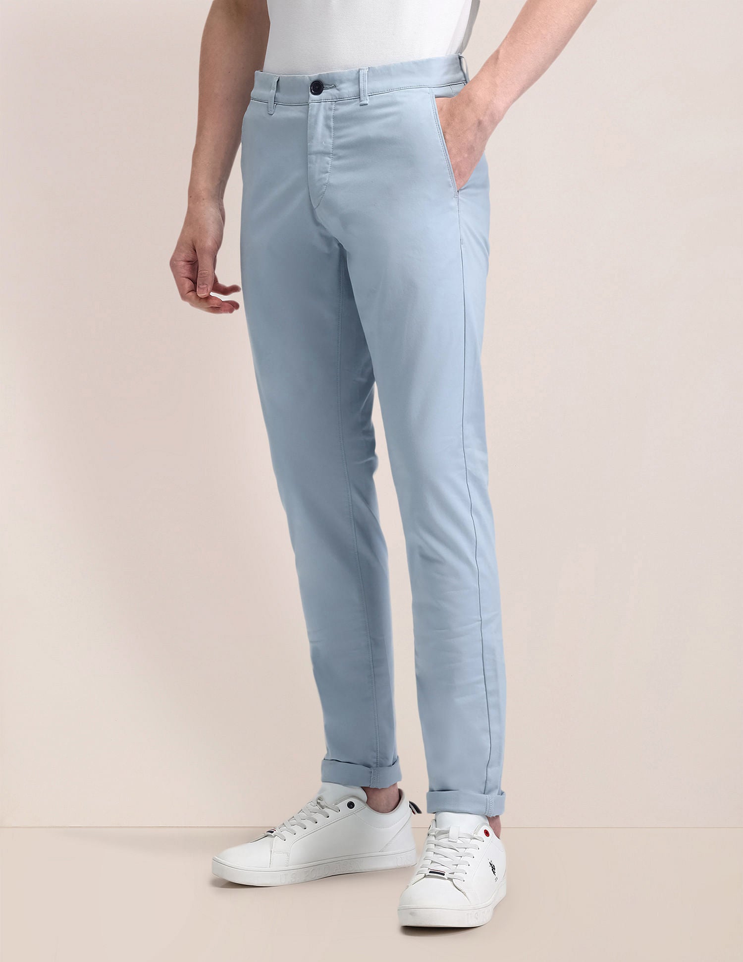 Mid Rise Regular Fit Trousers Blue - U.S. POLO ASSN. | Large