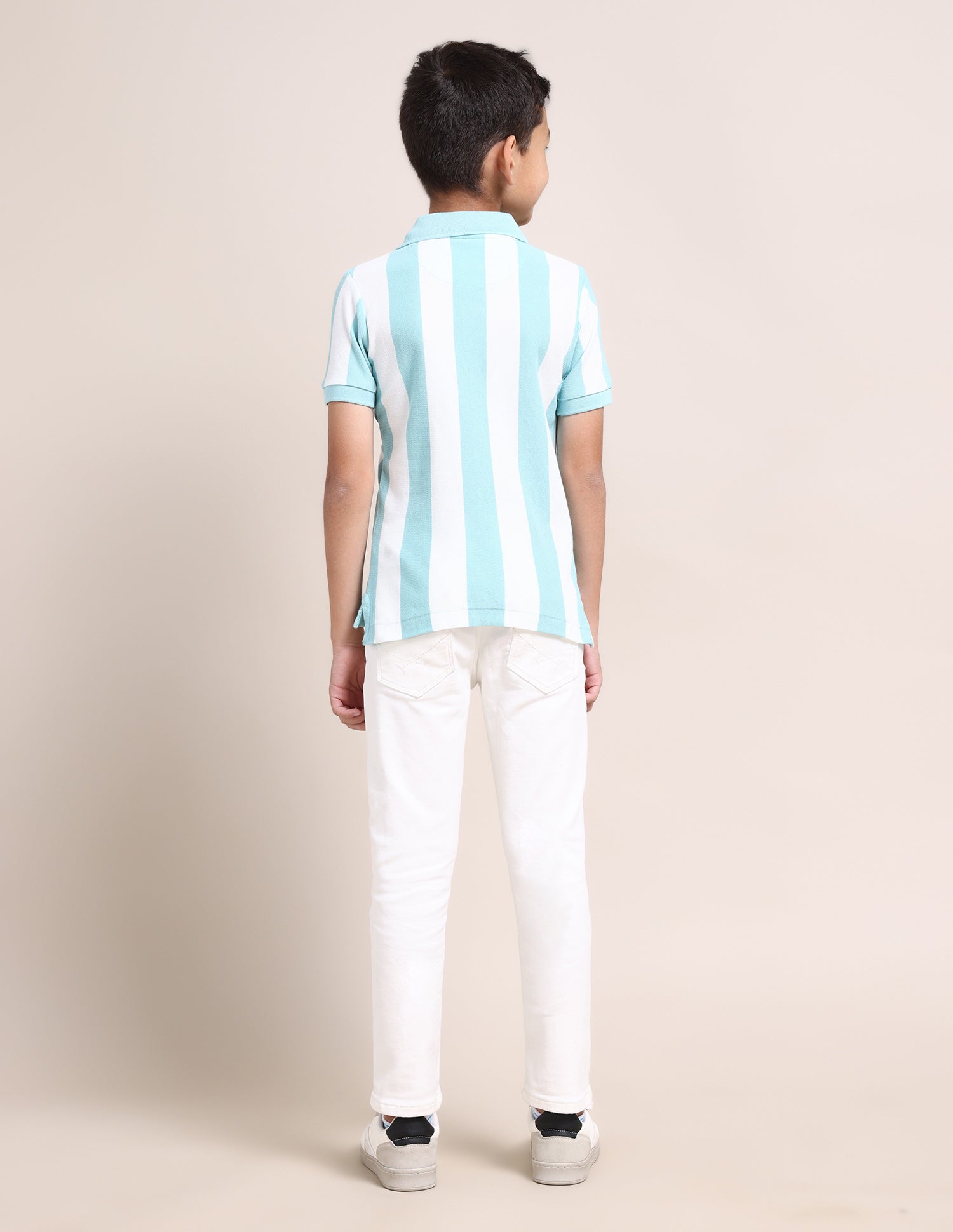 Boys Vertical Stripe Polo Shirt Light Blue - U.S. Polo Assn. India | Large
