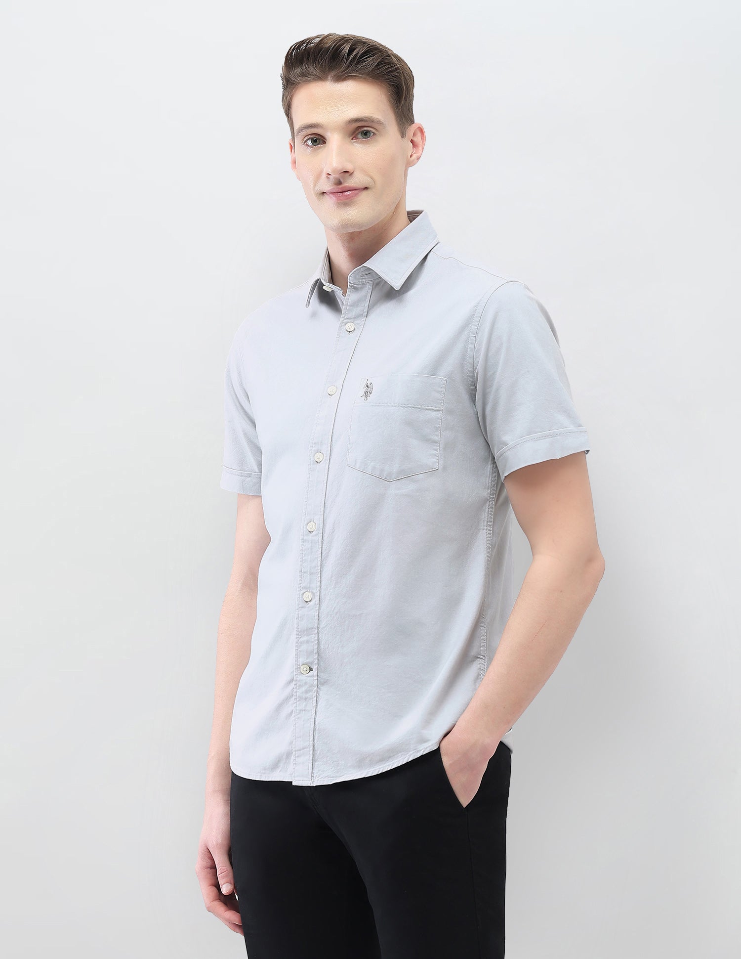 Casa De Campo Solid Shirt Light Grey - U.S. Polo Assn. India | Large