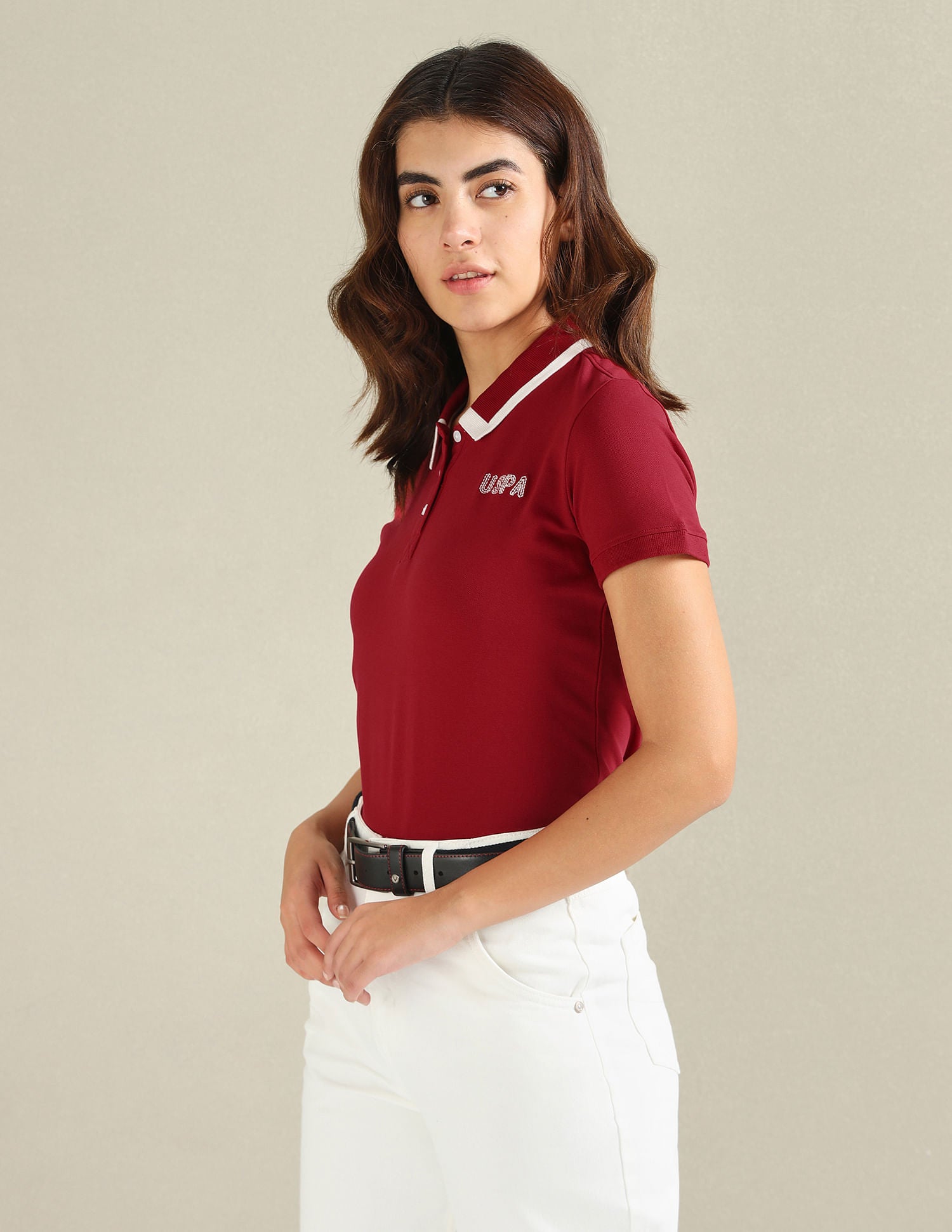 Cotton Stretch Tipped Polo Shirt Red - U.S. POLO ASSN. | Large