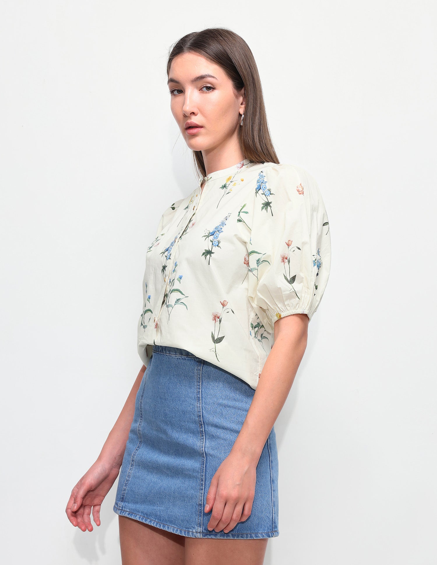 Floral Printed Band Collar Shirt Off White - U.S. Polo Assn. India | Large