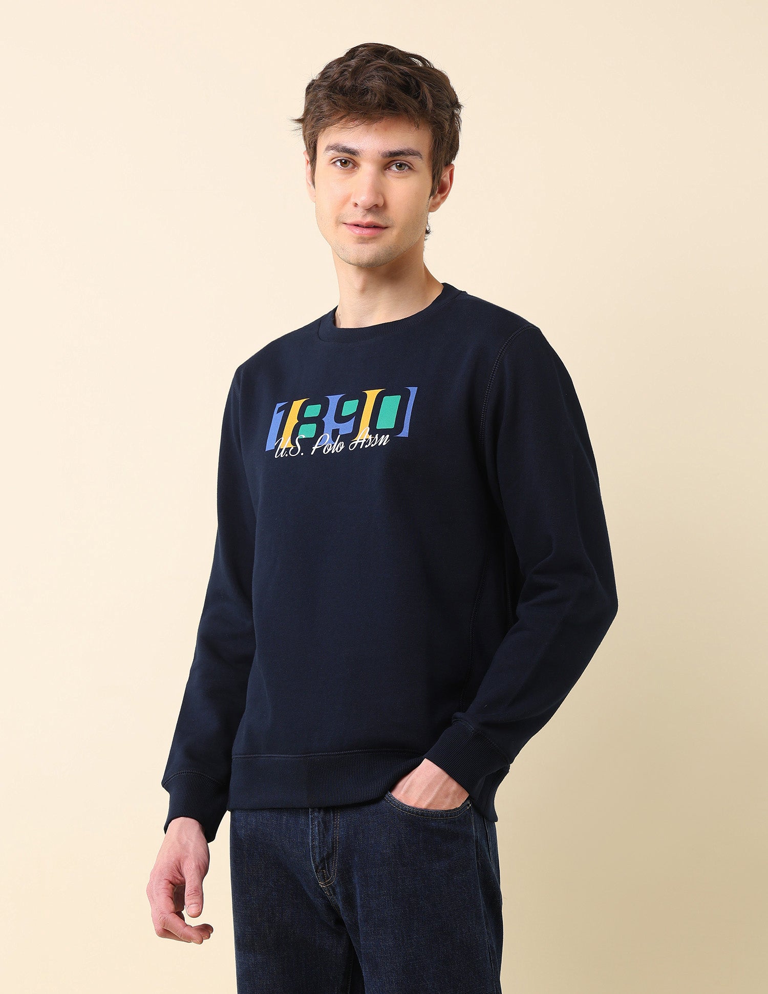 Brand Printed Classic Sweatshirt Navy - U.S. POLO ASSN. | Large