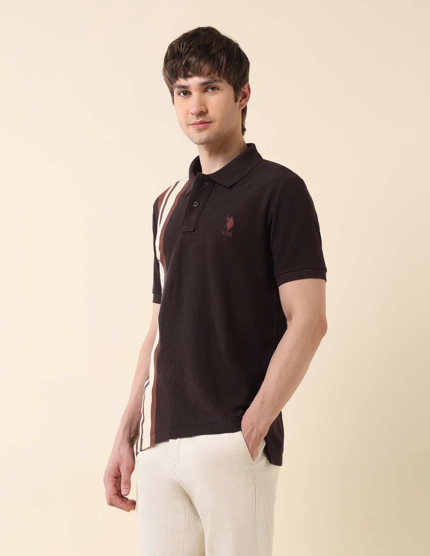 Colourblocked Classic Polo Shirt Dark Brown - U.S. POLO ASSN. | Large