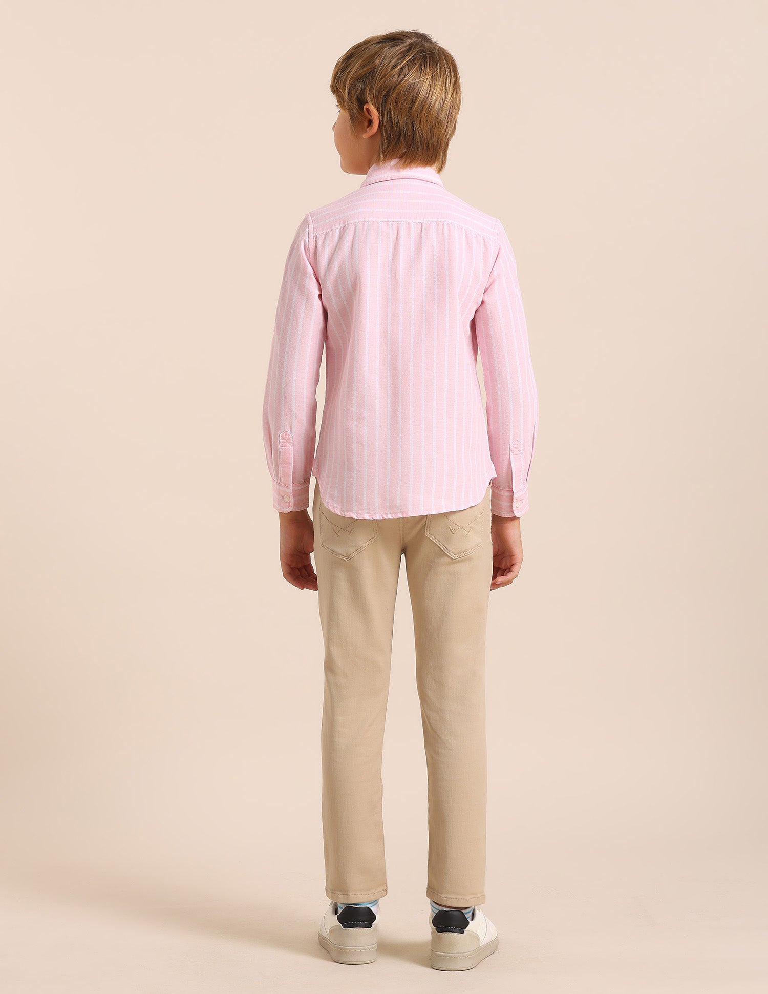 Boys Vertical Striped Dobby Shirt Pink - U.S. POLO ASSN. | Large