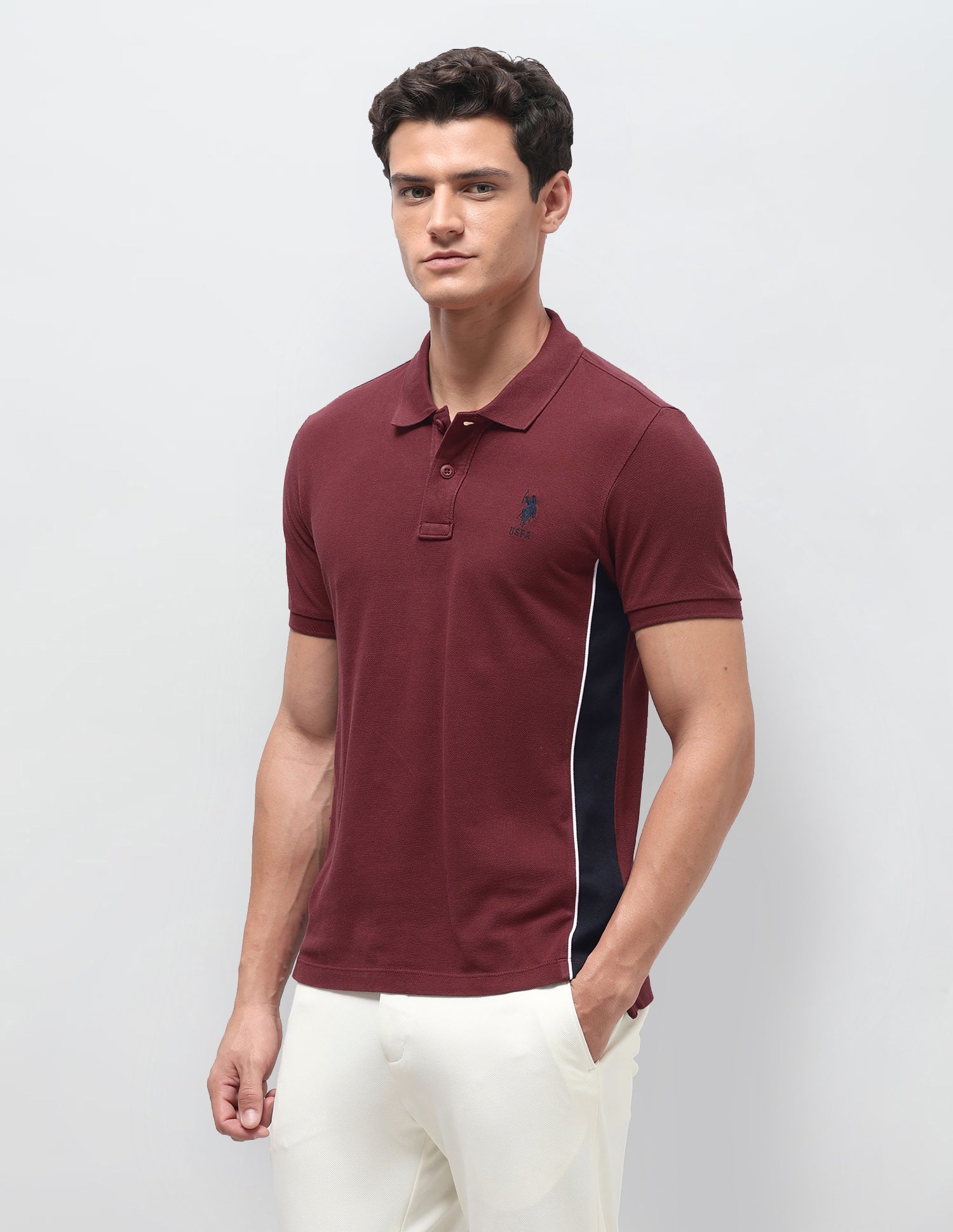 Solid Slim Fit Polo Shirt Maroon - U.S. Polo Assn. India | Large