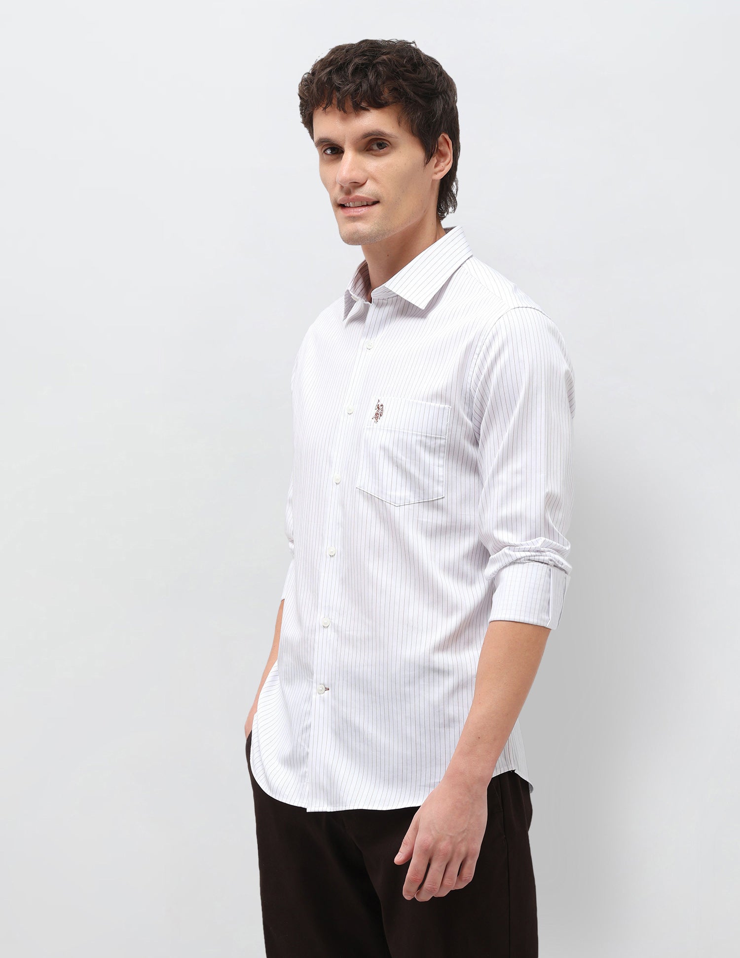 Vertical Striped Dobby Shirt Grey - U.S. Polo Assn. India | Large