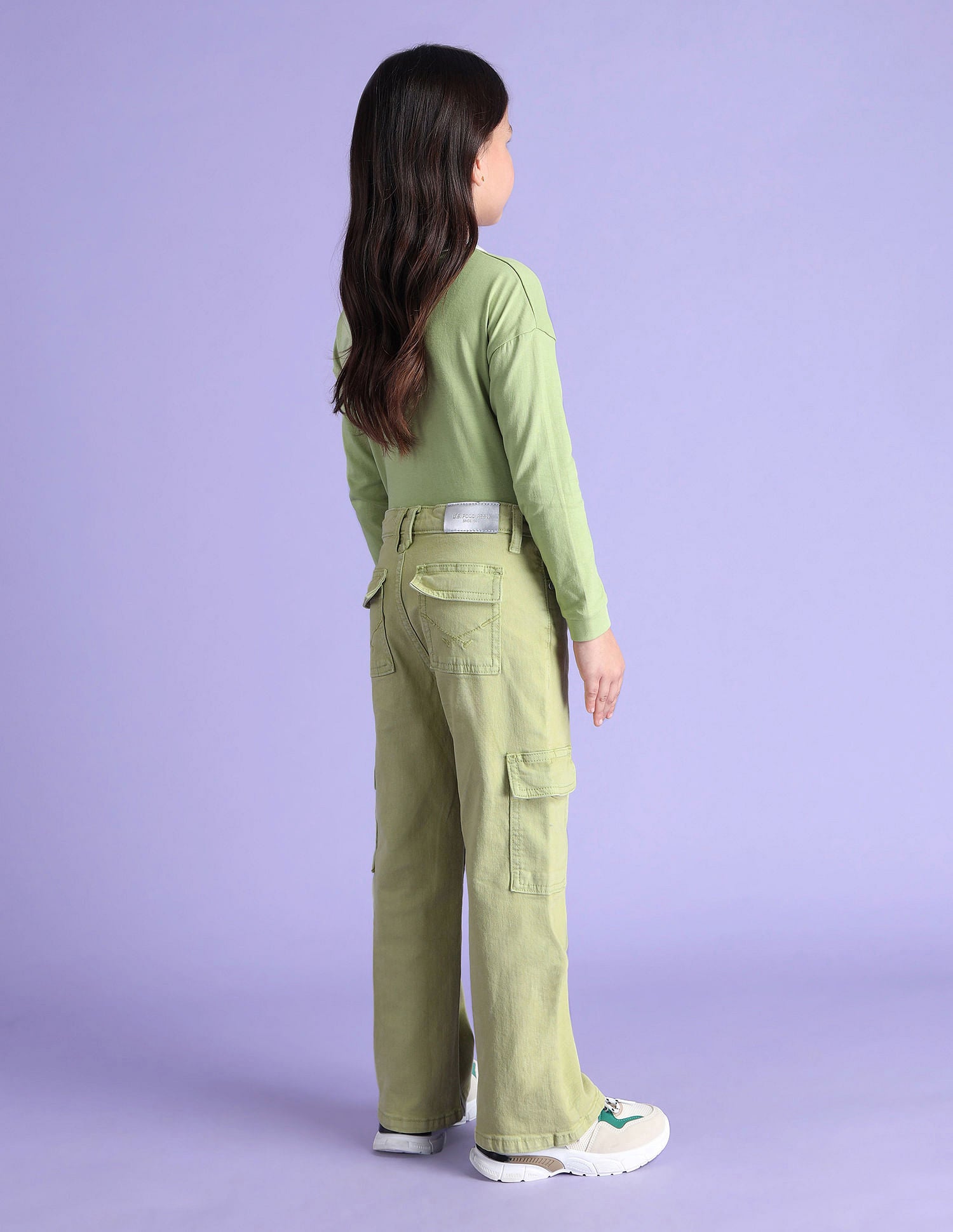 Girls Mid Rise Cargo Jeans Sage Green - U.S. POLO ASSN. | Large