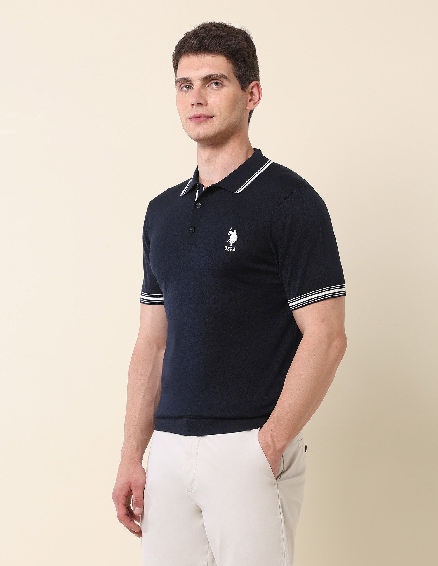Solid Monochrome Polo Shirt Navy - U.S. Polo Assn. India | Large