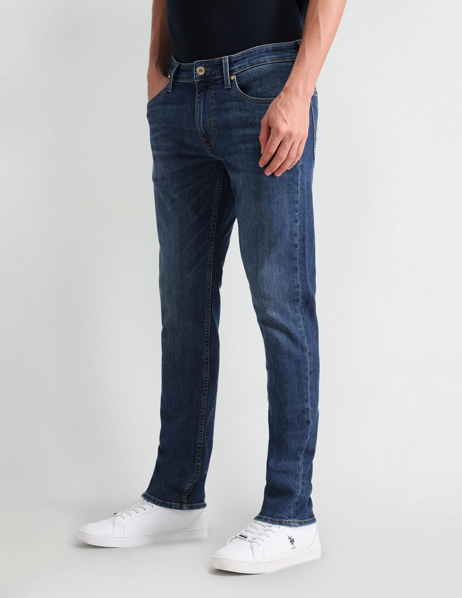 Brandon Slim Tapered Blue Jeans Blue - U.S. POLO ASSN. | Large