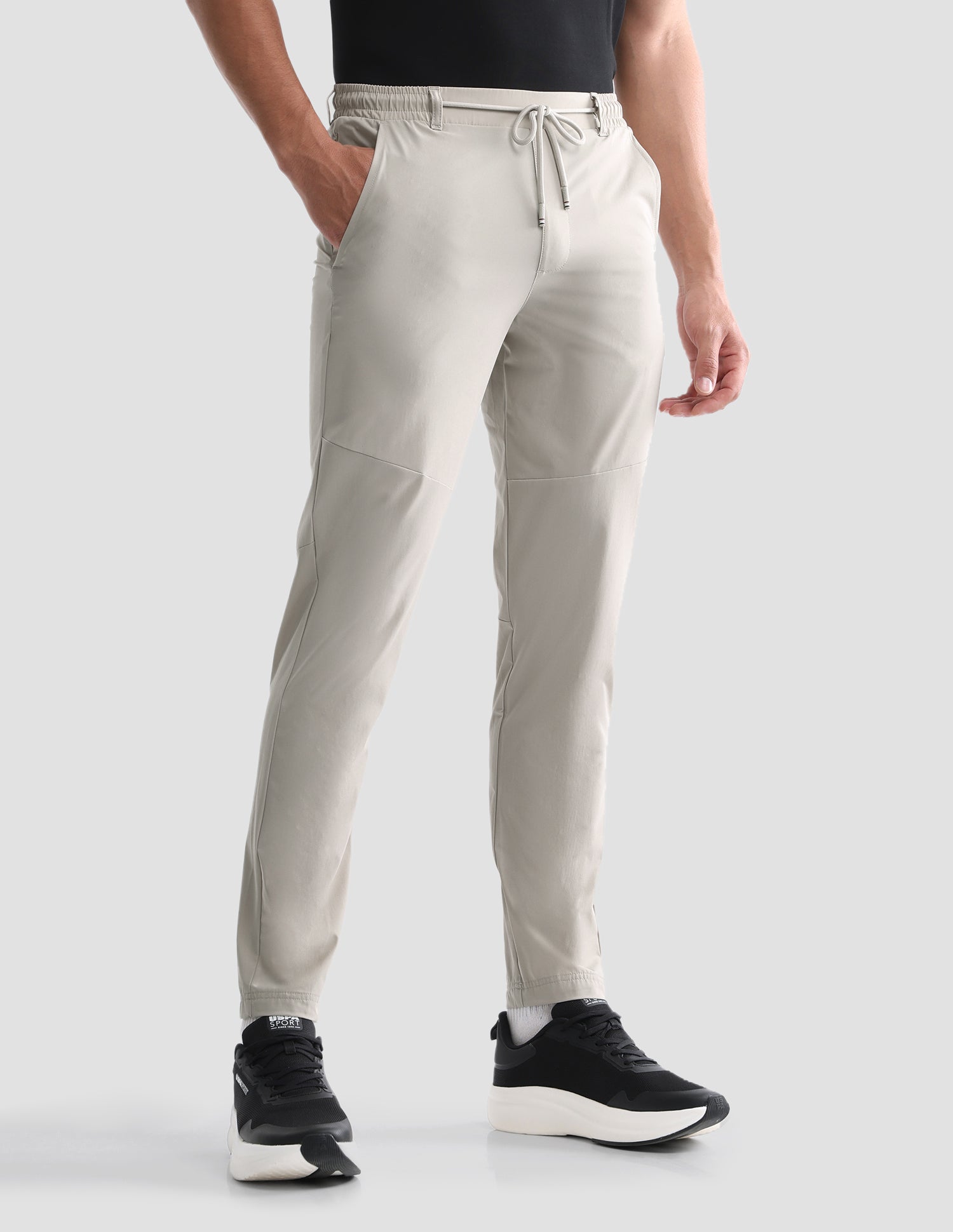 Mid Rise Regular Fit Active Track Pants Beige - U.S. Polo Assn. India | Large