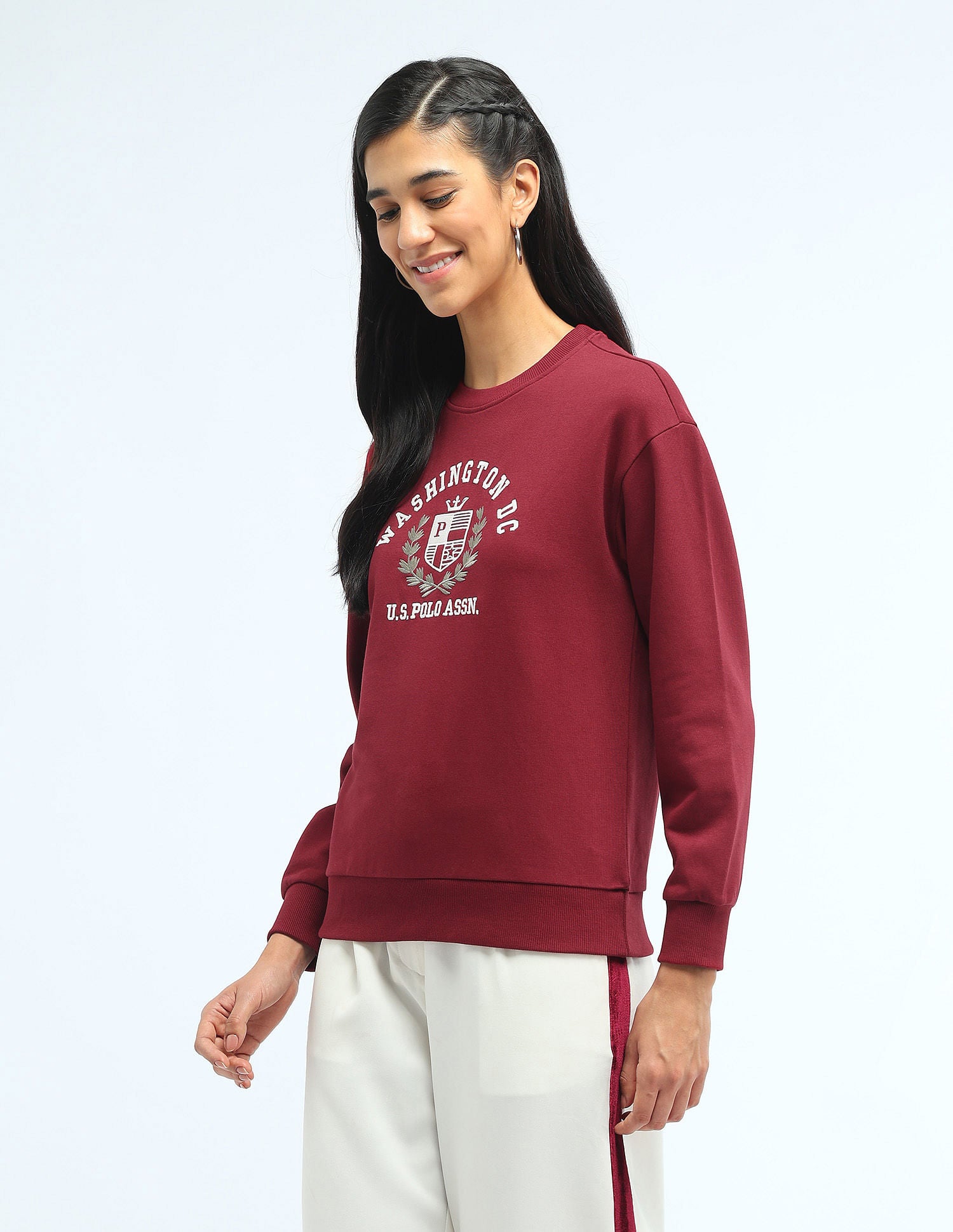 Brand Printed Regular Fit Sweatshirt Maroon - U.S. POLO ASSN. | Large