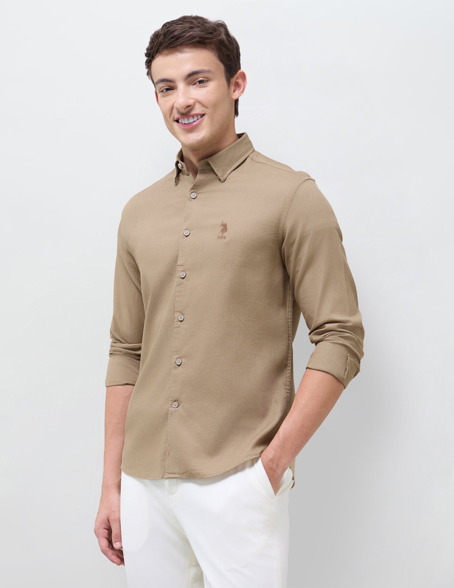 Textured Dobby Shirt Bronze - U.S. Polo Assn. India | Large