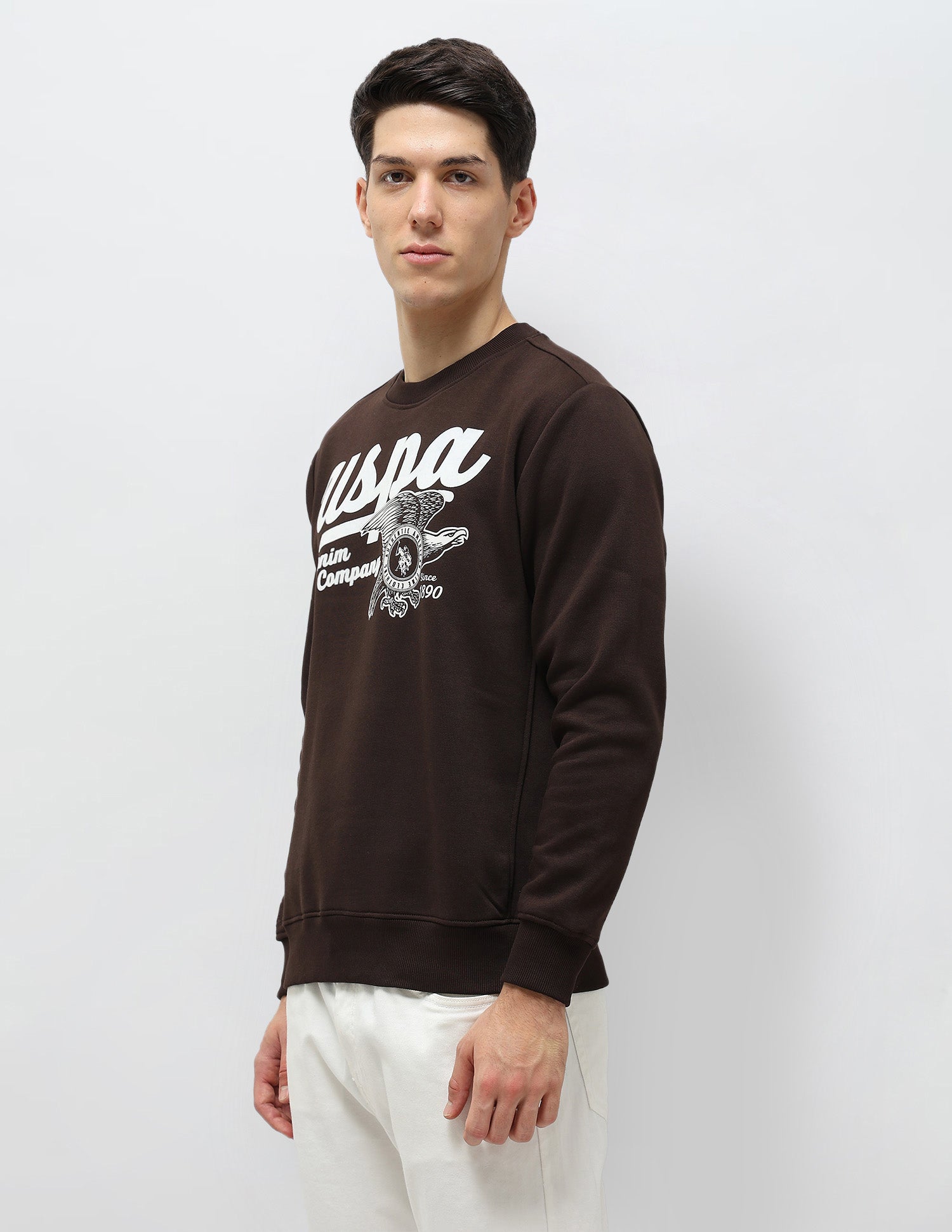 Graphic Brand Printed Sweatshirt Dark Brown - U.S. POLO ASSN. | Large