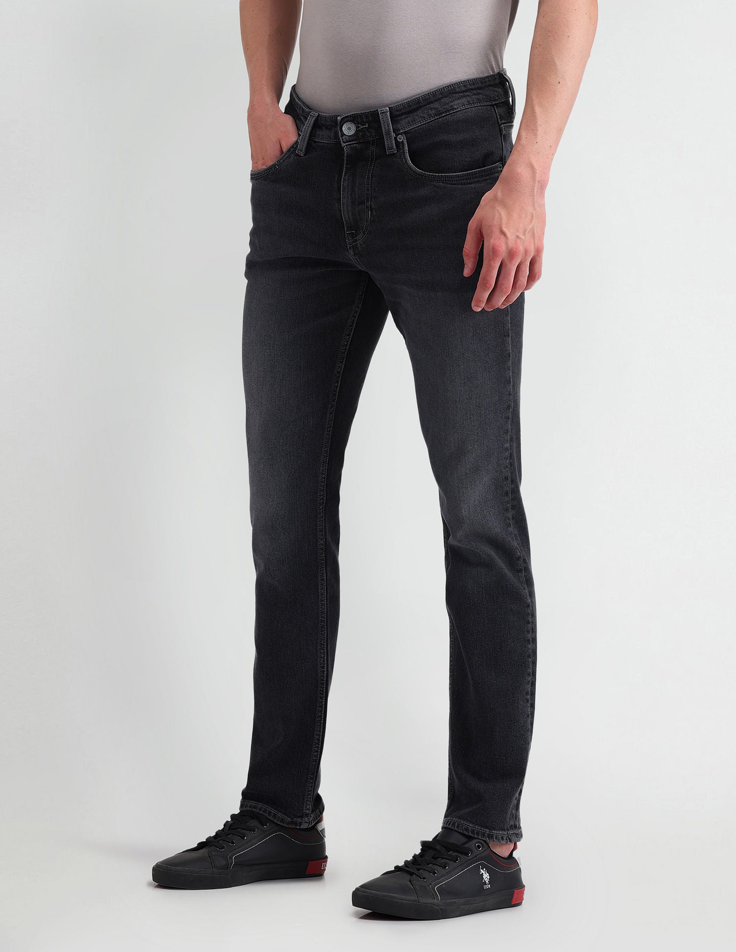 Slim Tapered Fit Grey Jeans Charcoal-Grey - U.S. POLO ASSN. | Large