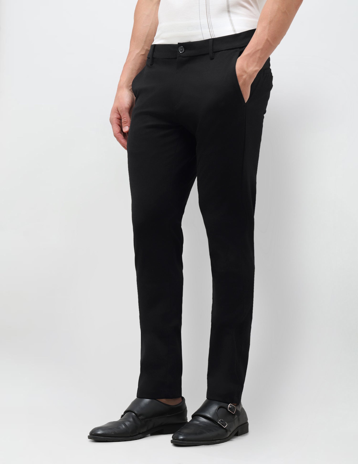 Satin Slim Fit Trousers Black - U.S. Polo Assn. India | Large
