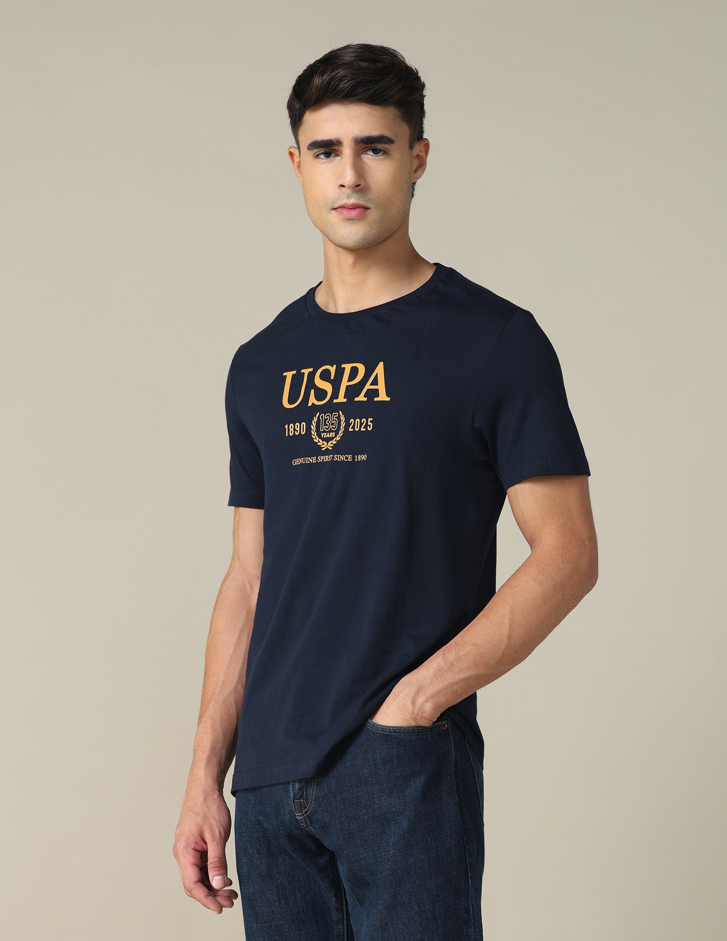 Brand Printed Regular Fit T-shirt Navy - U.S. POLO ASSN. | Large