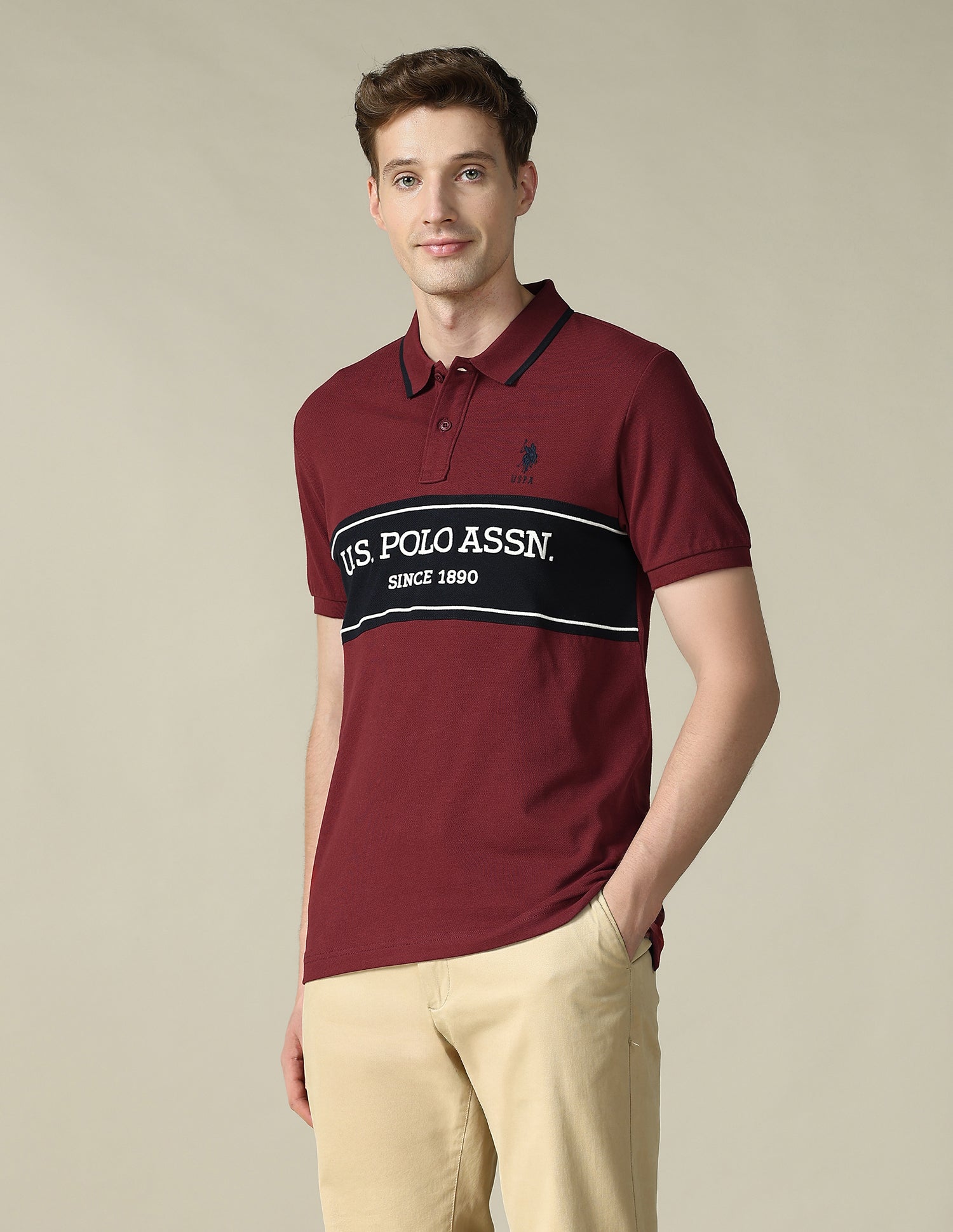 Brand Embroidered Regular Fit Polo Shirt Maroon - U.S. POLO ASSN. | Large