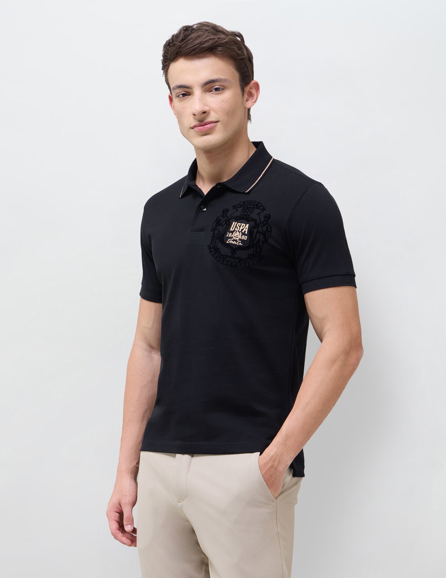 Solid Slim Fit Polo Shirt Black - U.S. Polo Assn. India | Large