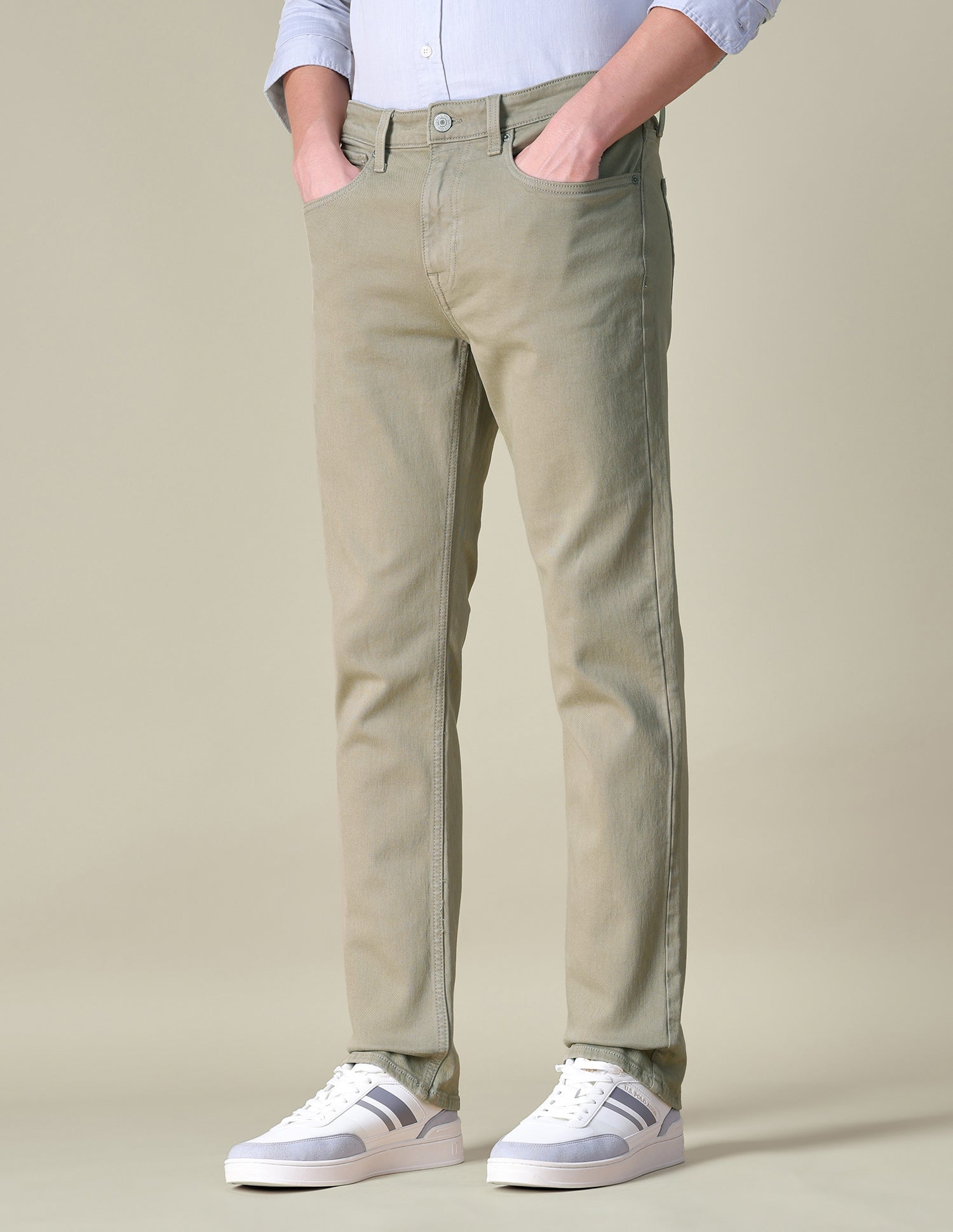 Harold Slim Straight Fit Green Jeans Light Olive - U.S. POLO ASSN. | Large