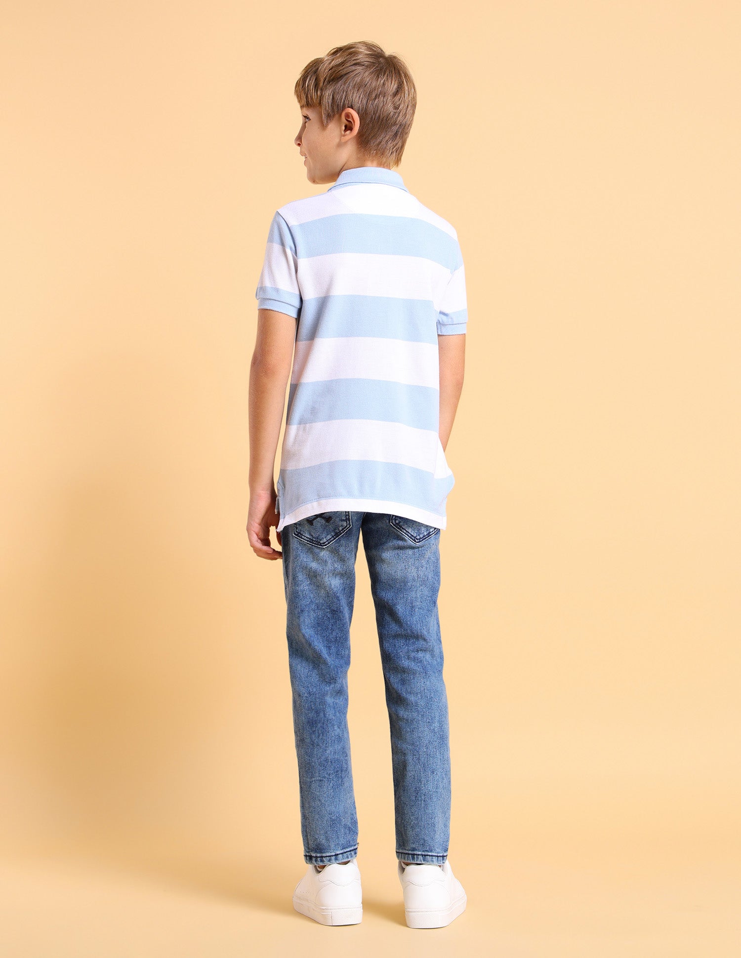 Boys Regular Fit Horizontal Striped Polo Shirt Light Blue - U.S. POLO ASSN. | Large