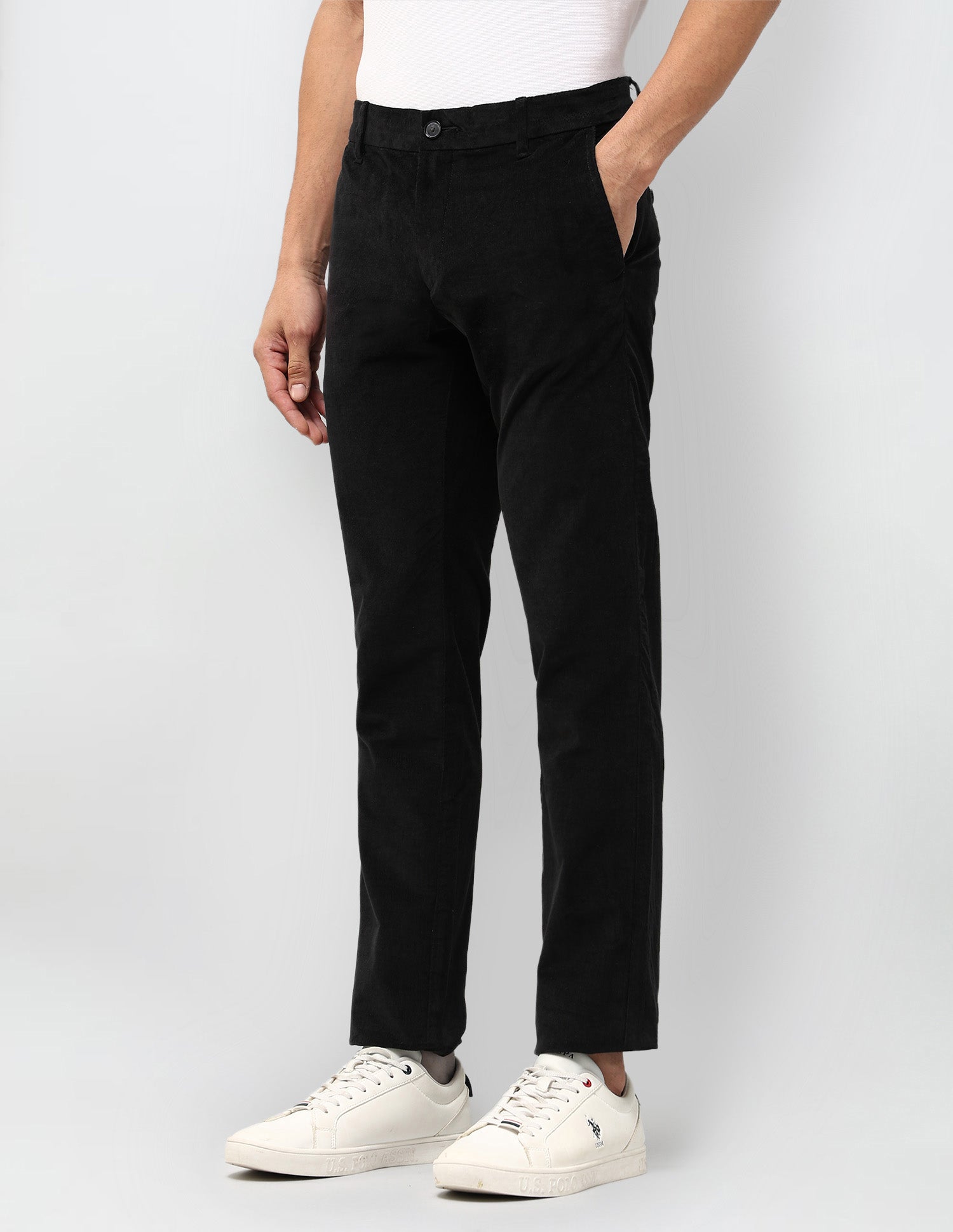 Mid Rise Slim Fit Trousers Black - U.S. POLO ASSN. | Large
