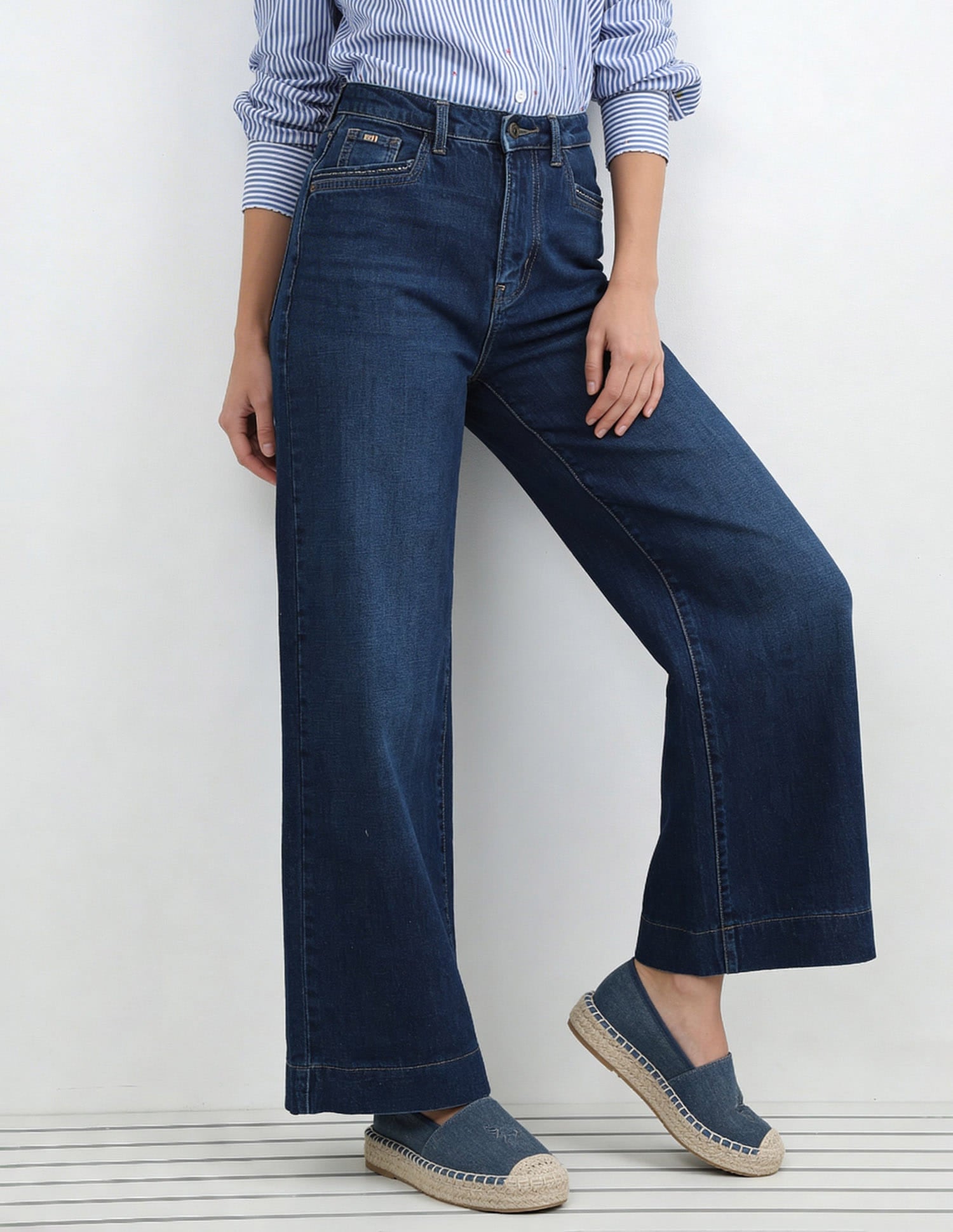 High Rise Wide Leg Fit Jeans Blue - U.S. Polo Assn. India | Large