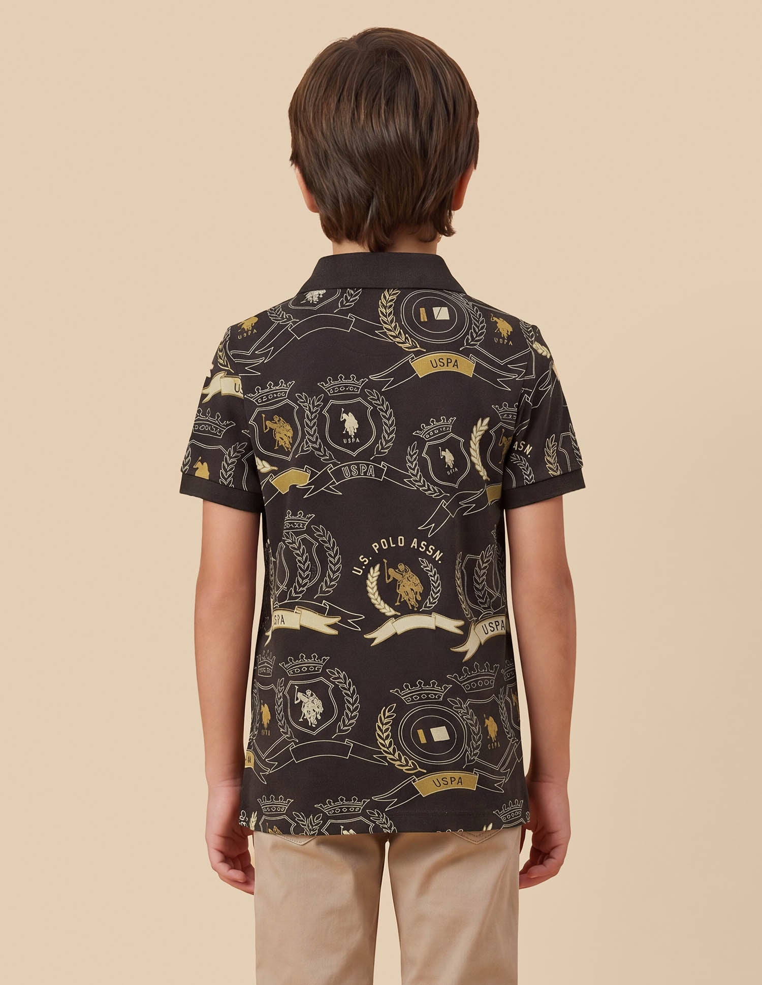 Graphic Brand Printed Regular Fit Polo Shirt Dark Brown - U.S. Polo Assn. India | Large