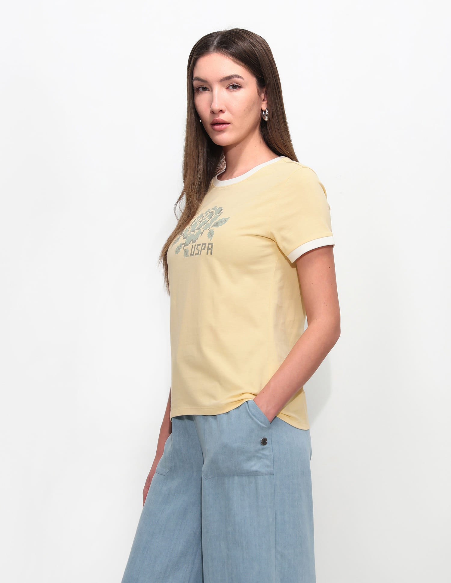 Regular Fit Floral Printed T-Shirt Light Yellow - U.S. Polo Assn. India | Large