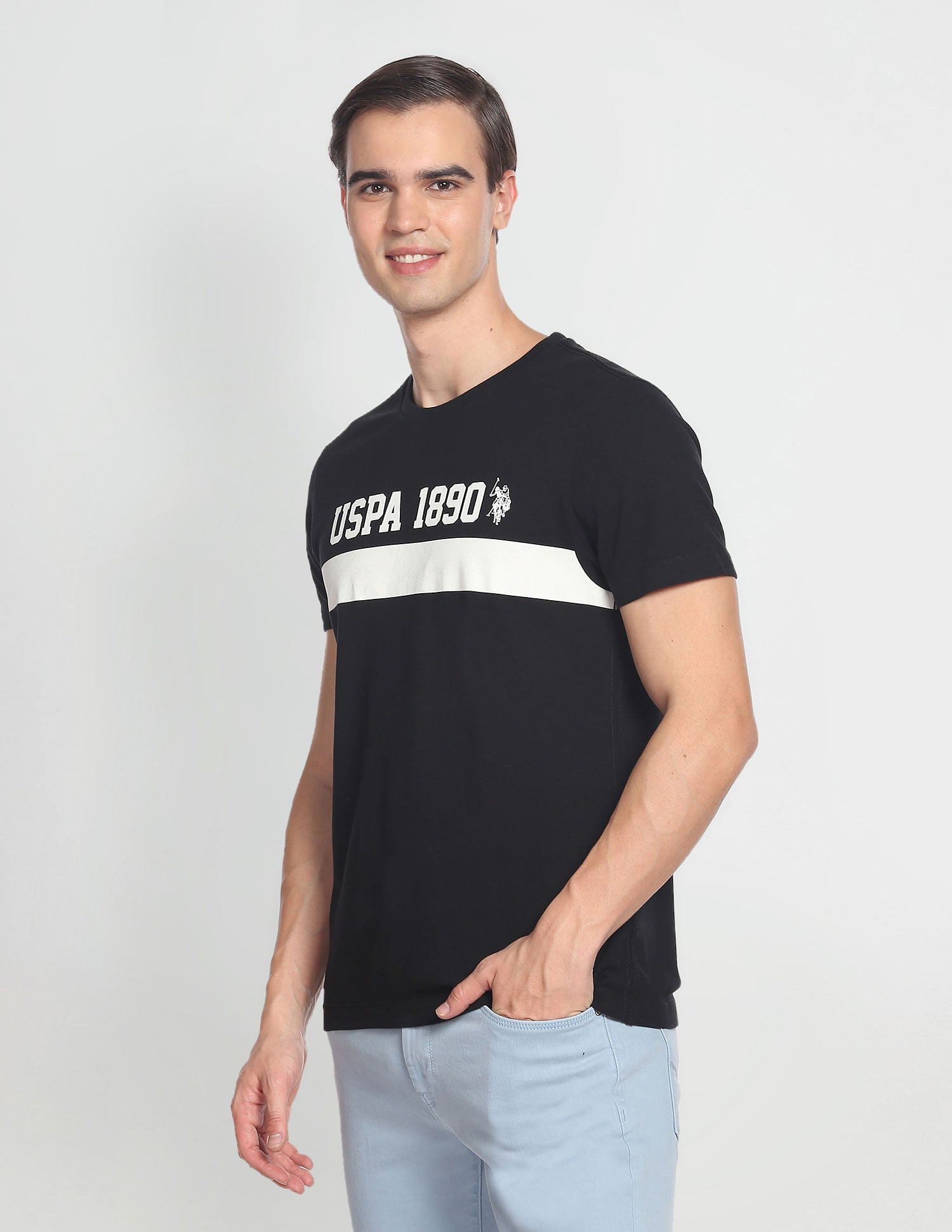 Iconic Brand Print T-Shirt Black - U.S. POLO ASSN. | Large