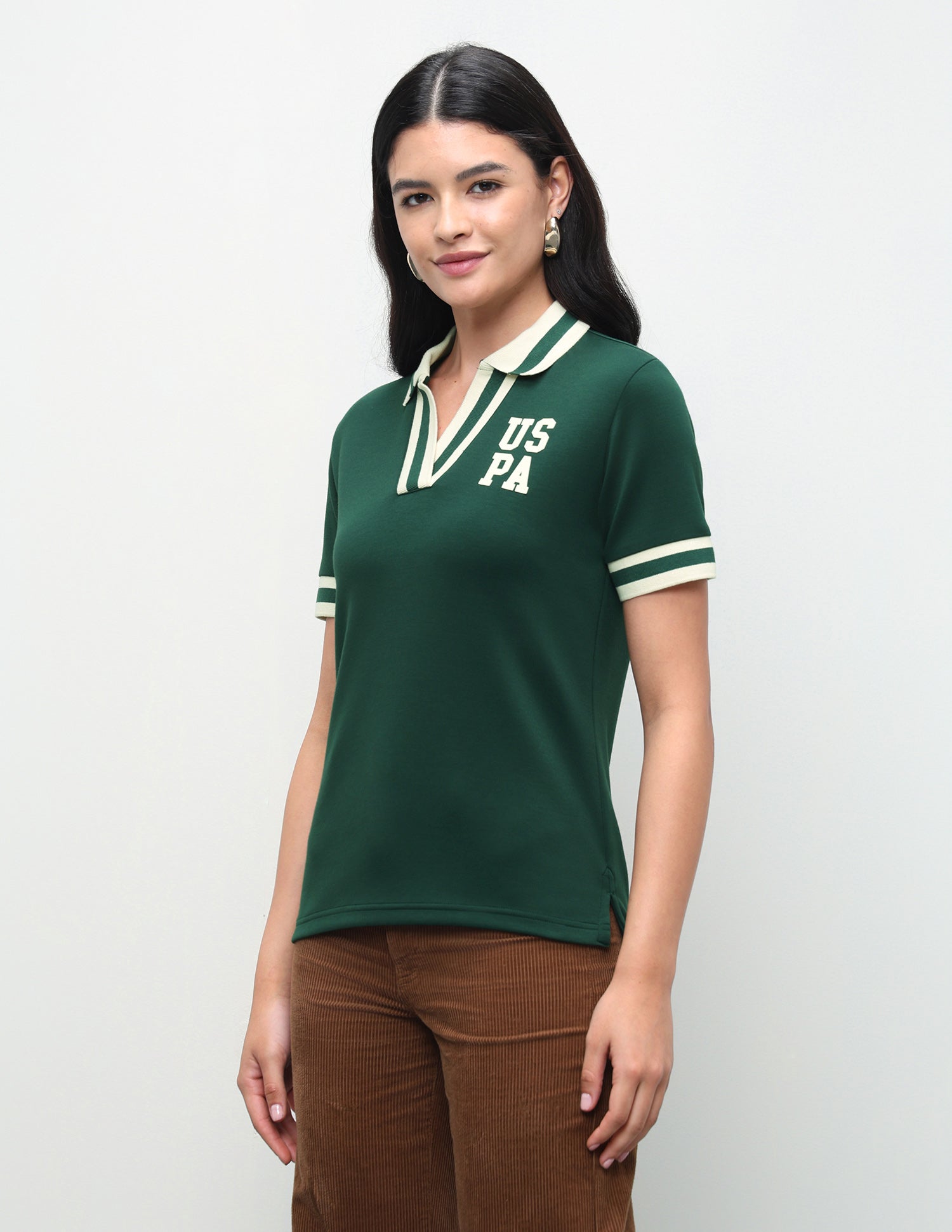 Solid Regular Fit Polo Shirt Green - U.S. Polo Assn. India | Large