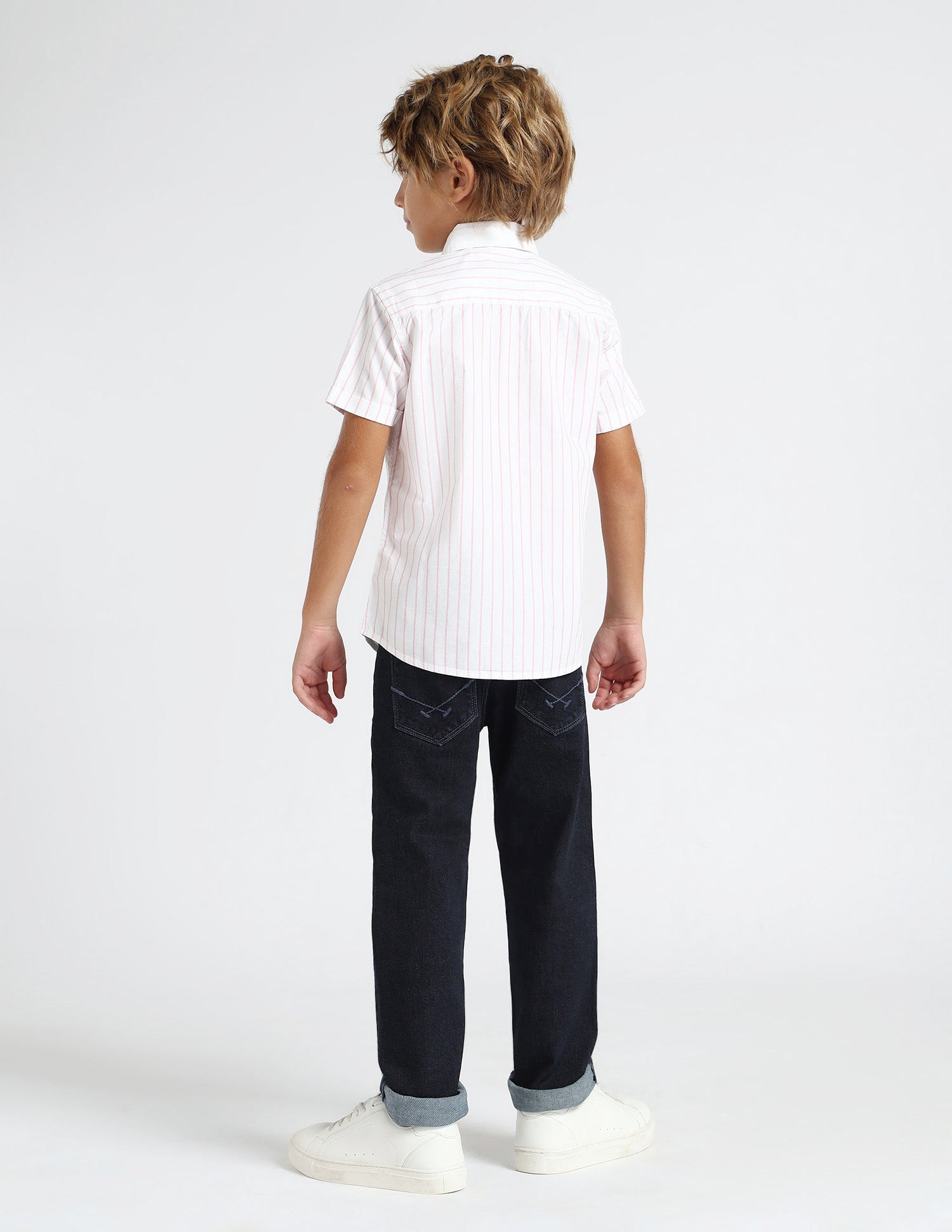 Boys Vertical Striped Regular Fit Shirt Pink - U.S. POLO ASSN. | Large