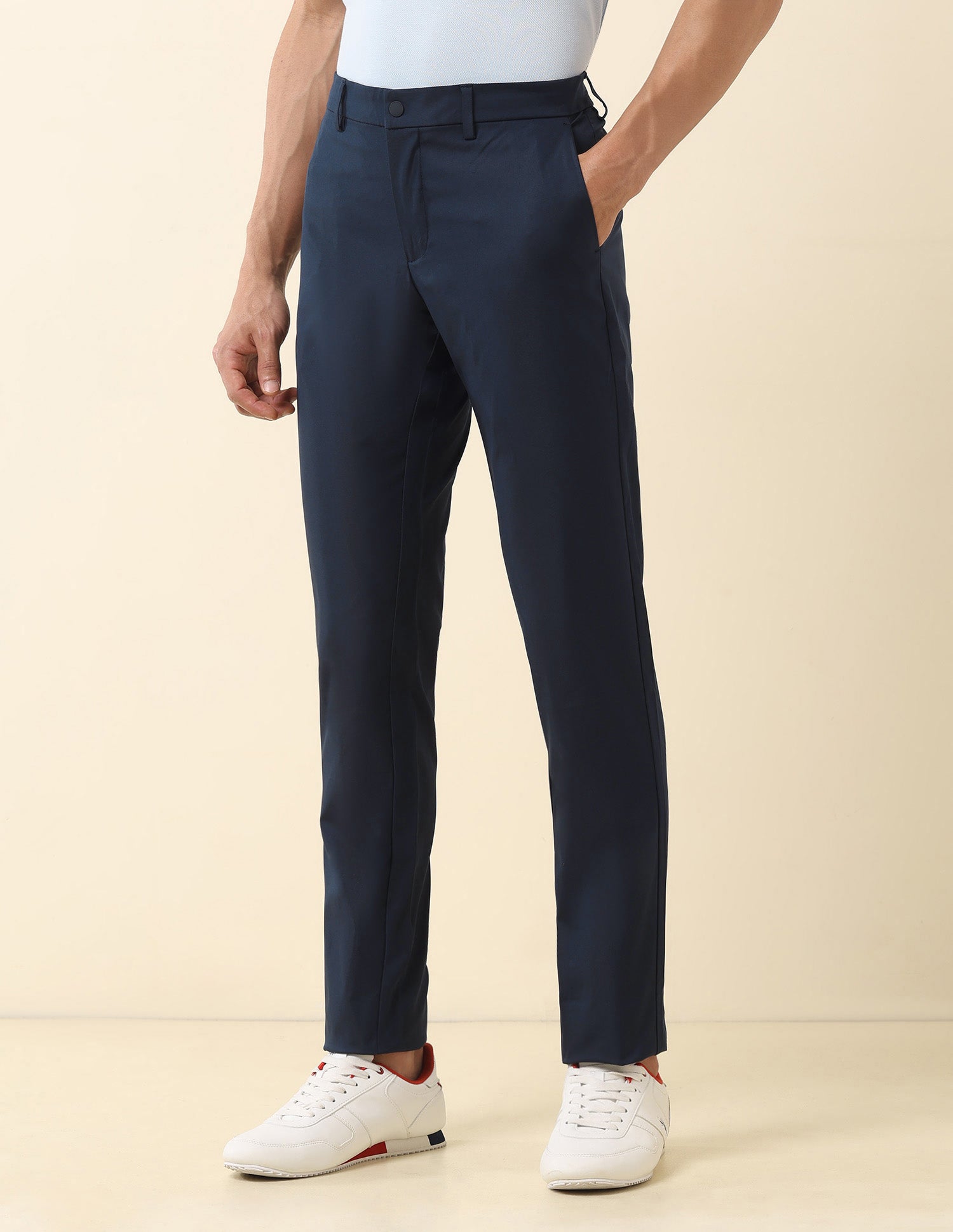 Solid Denver Slim Fit Trousers Navy - U.S. Polo Assn. India | Large