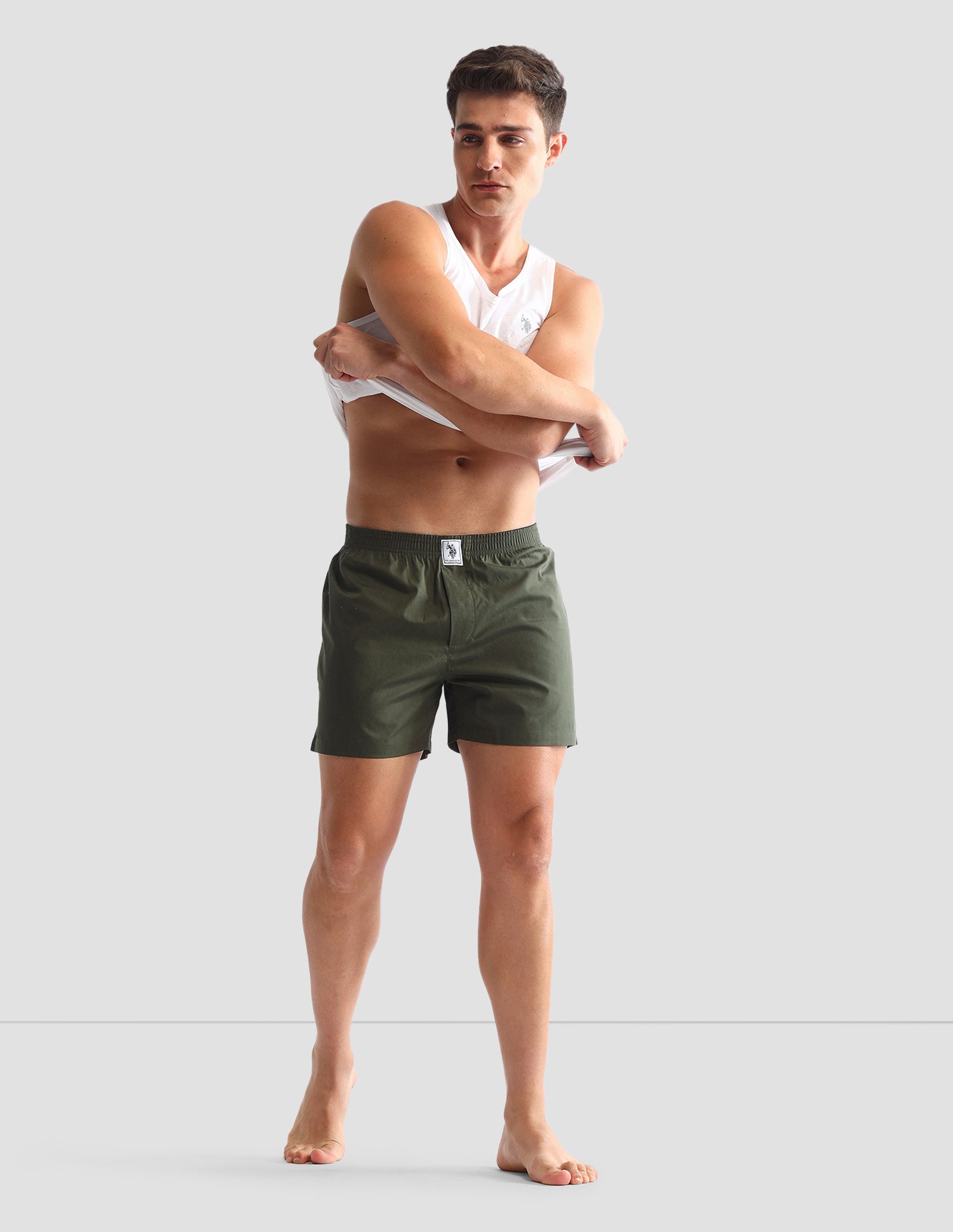 Camouflage Printed Cotton OEX10 Boxers - Pack Of 2 Olive Camo and Olive - U.S. POLO ASSN. | Large